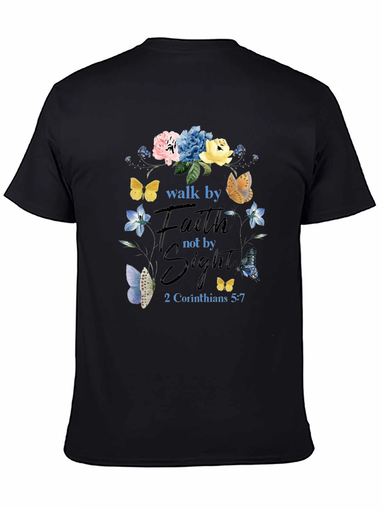 Faith Over Sight Butterfly Floral T-Shirt