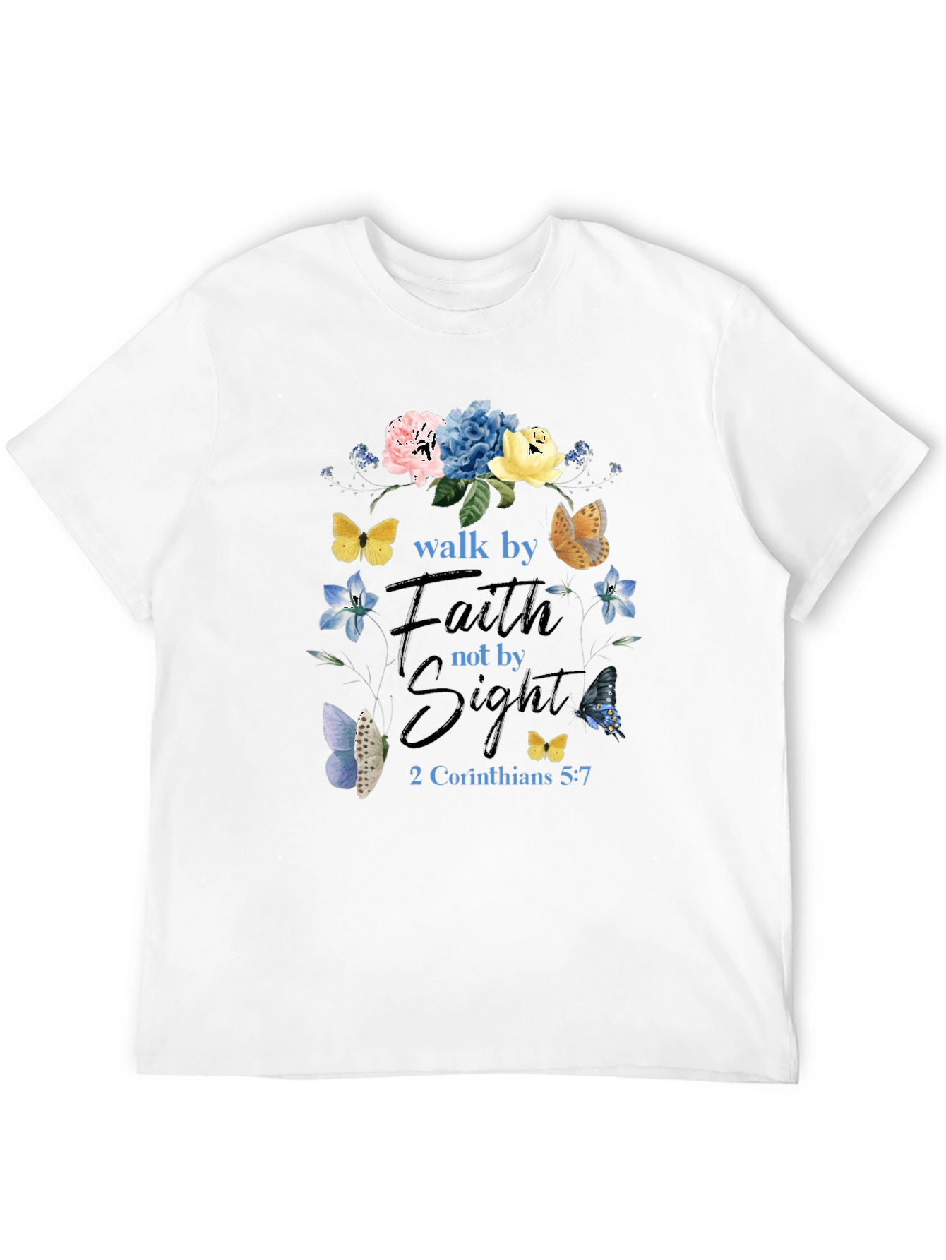 Faith Over Sight Butterfly Floral T-Shirt