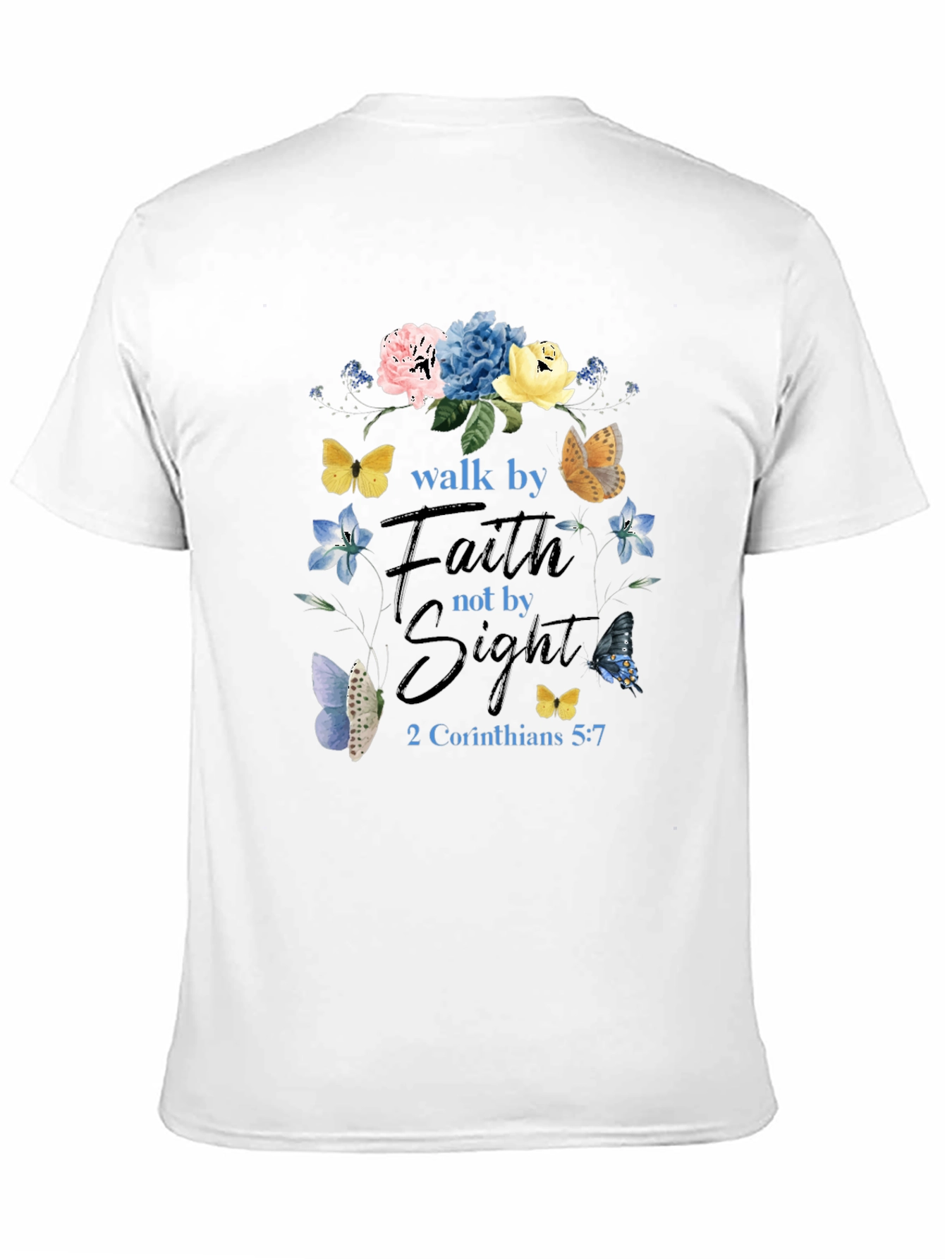 Faith Over Sight Butterfly Floral T-Shirt