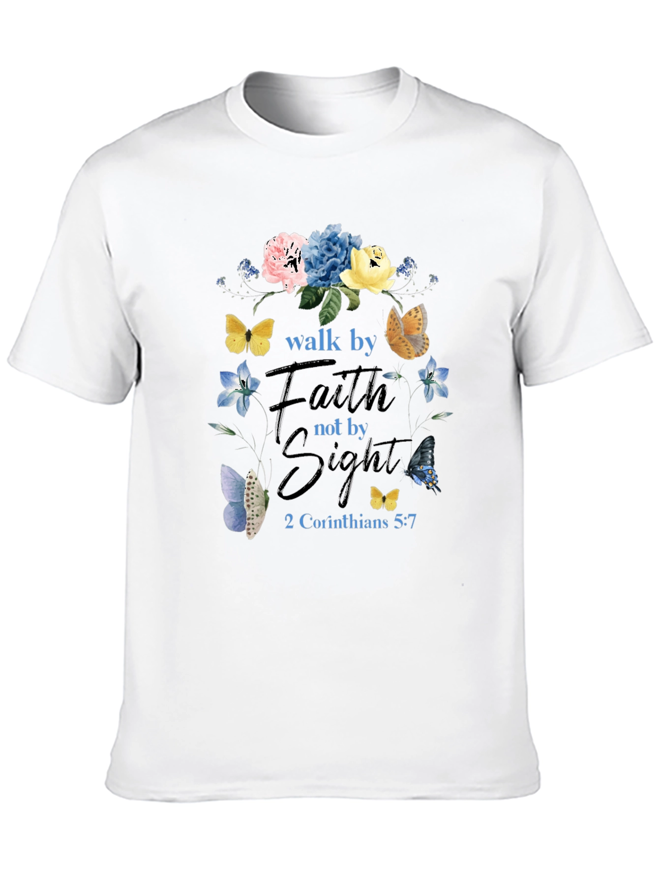 Faith Over Sight Butterfly Floral T-Shirt