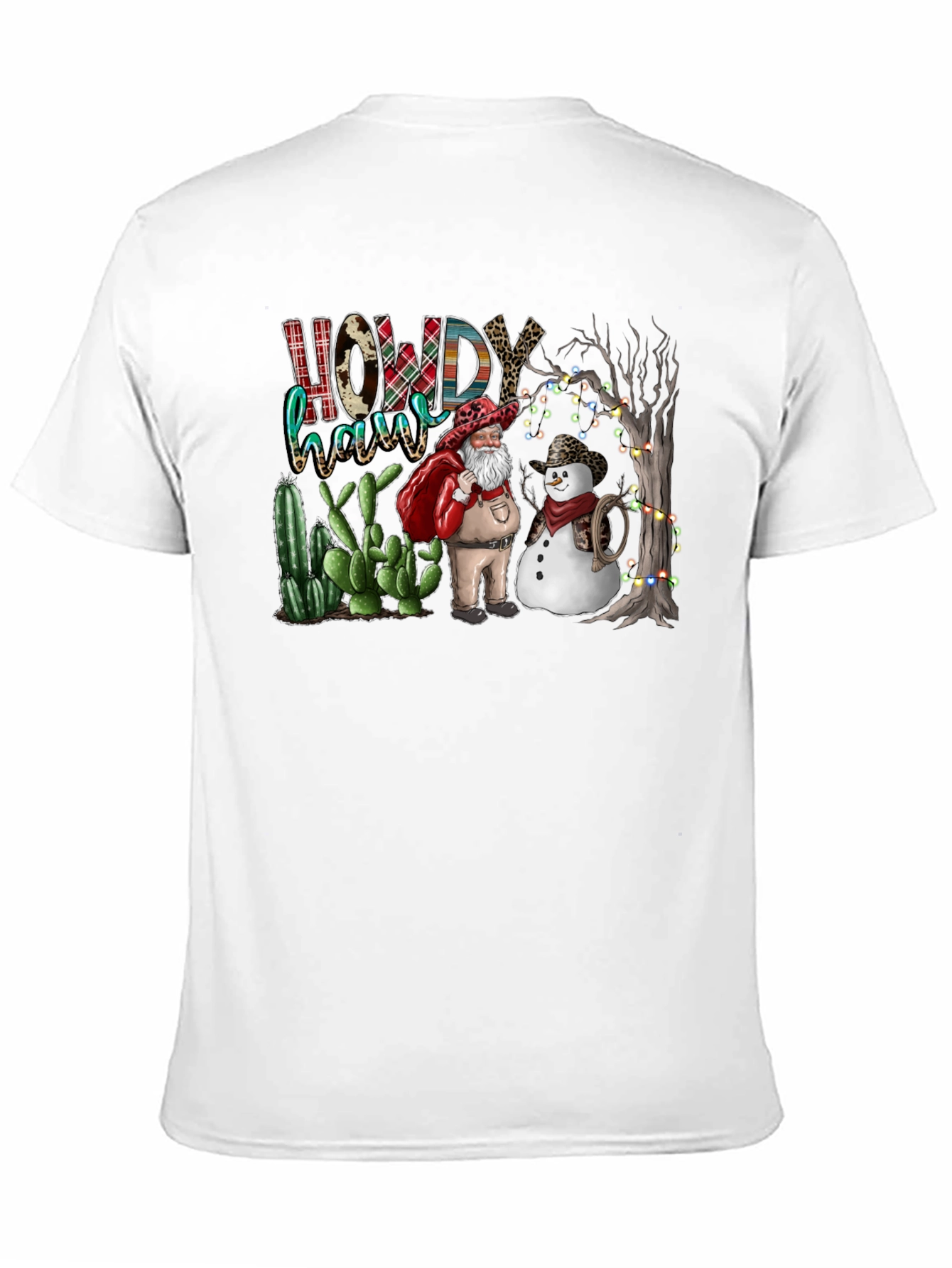 Western Christmas Santa & Snowman T-Shirt