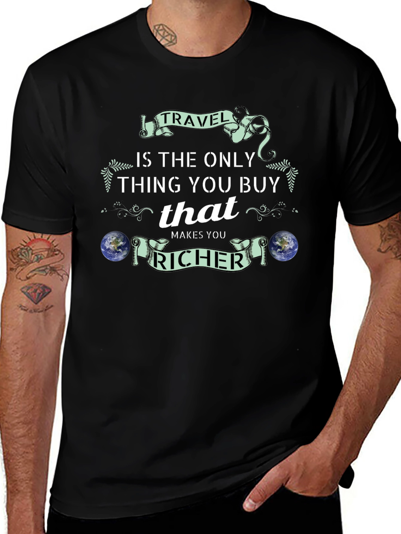 Travel Makes You Richer Black T-Shirt