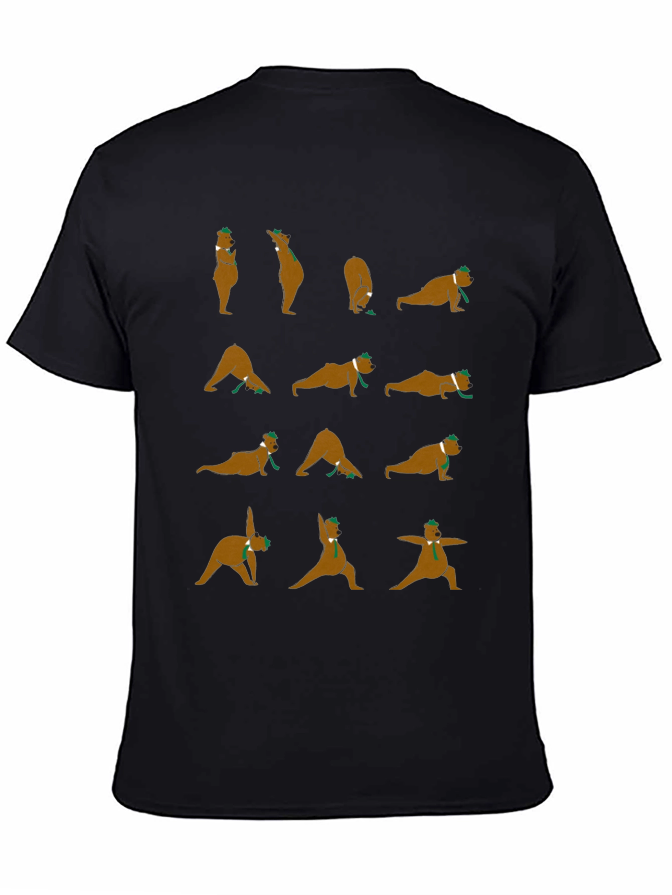 Yoga Bear Graphic Tee - Black Cotton Blend