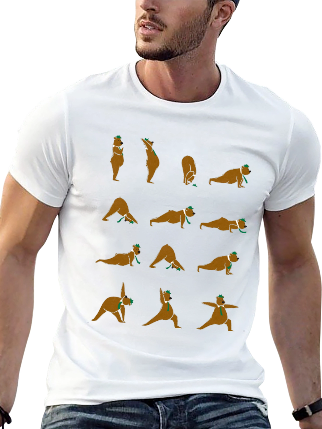Yoga Bear Graphic Tee - Black Cotton Blend