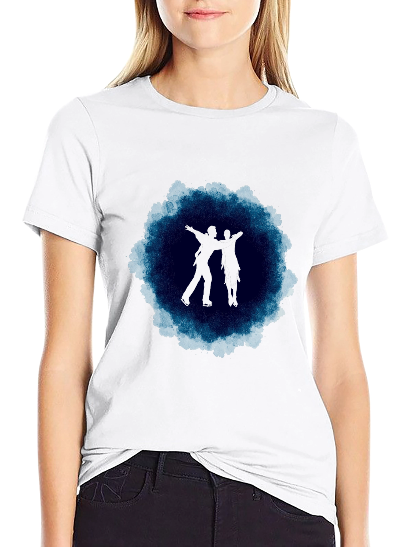 Figure Skaters Black T-Shirt Artistic Design