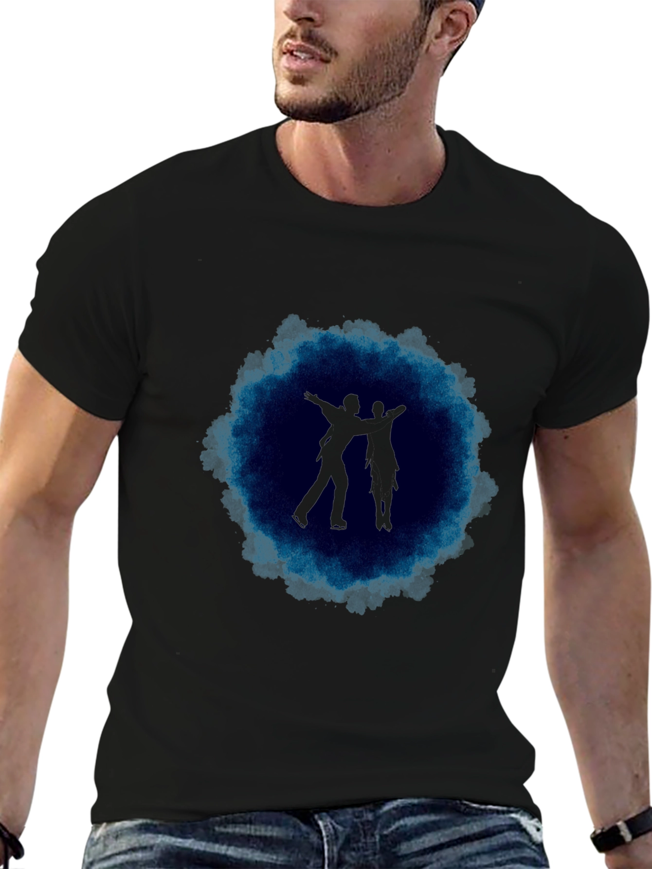 Figure Skaters Black T-Shirt Artistic Design