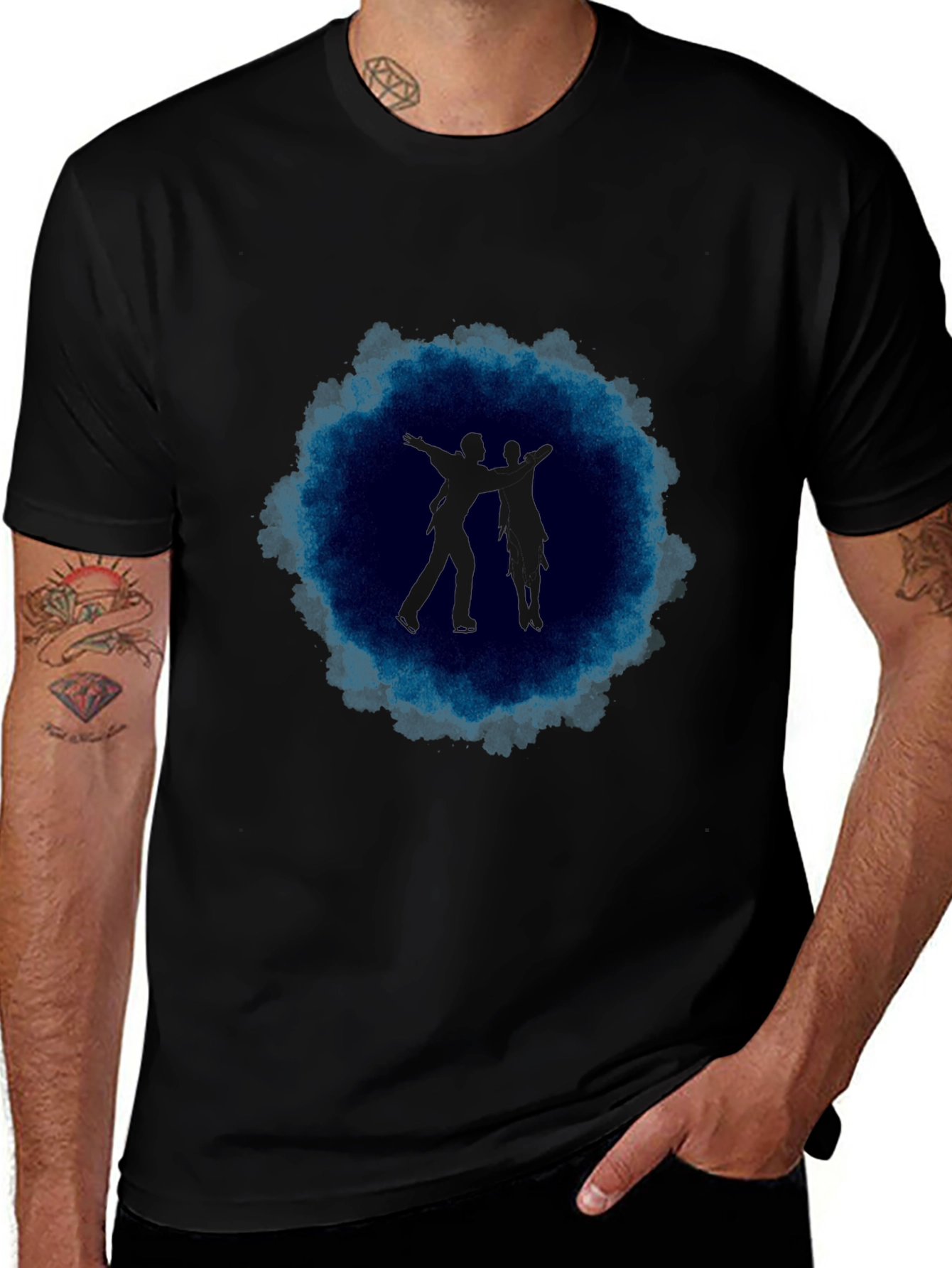 Figure Skaters Black T-Shirt Artistic Design