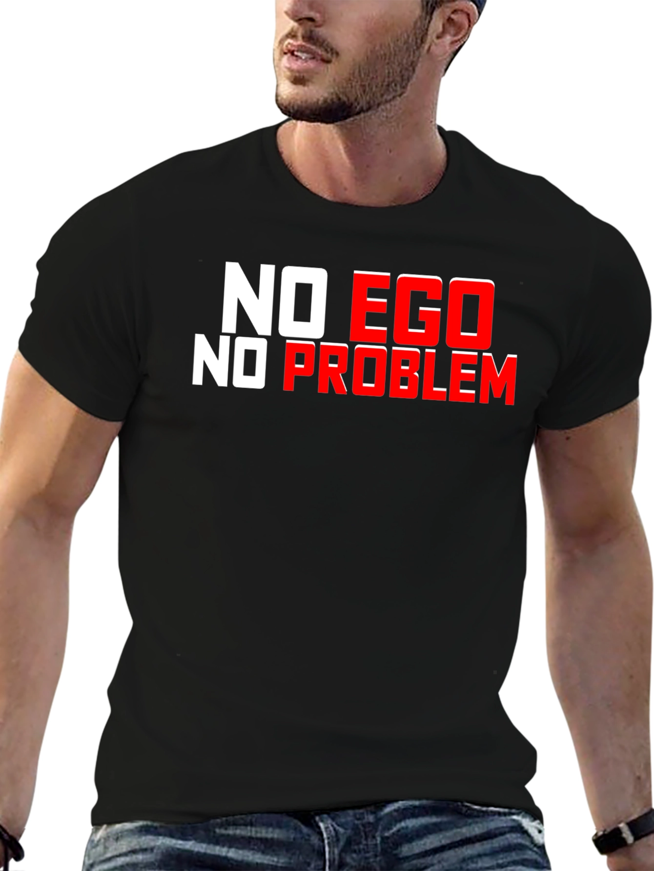 No Ego No Problem Black Graphic T-Shirt