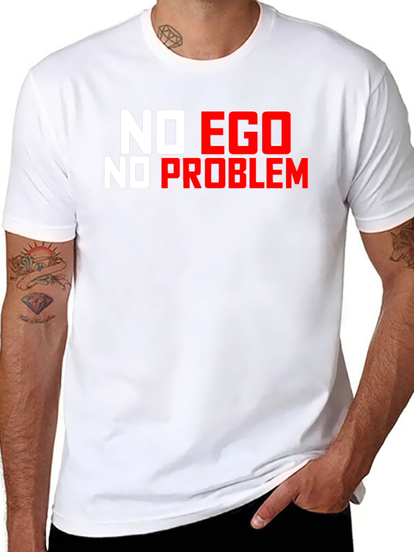 No Ego No Problem Black Graphic T-Shirt