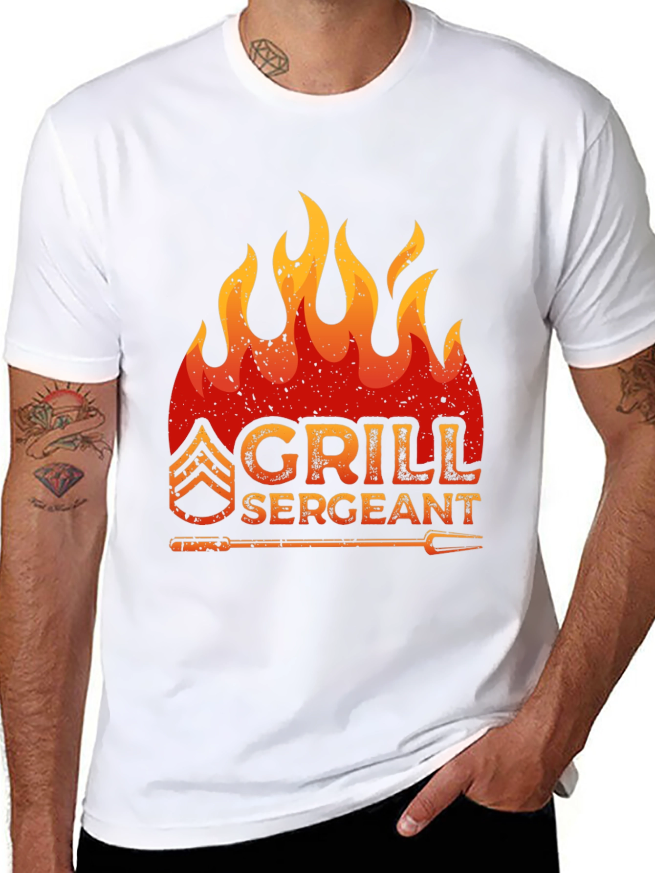 Grill Sergeant T-Shirt - BBQ Master Flame Design