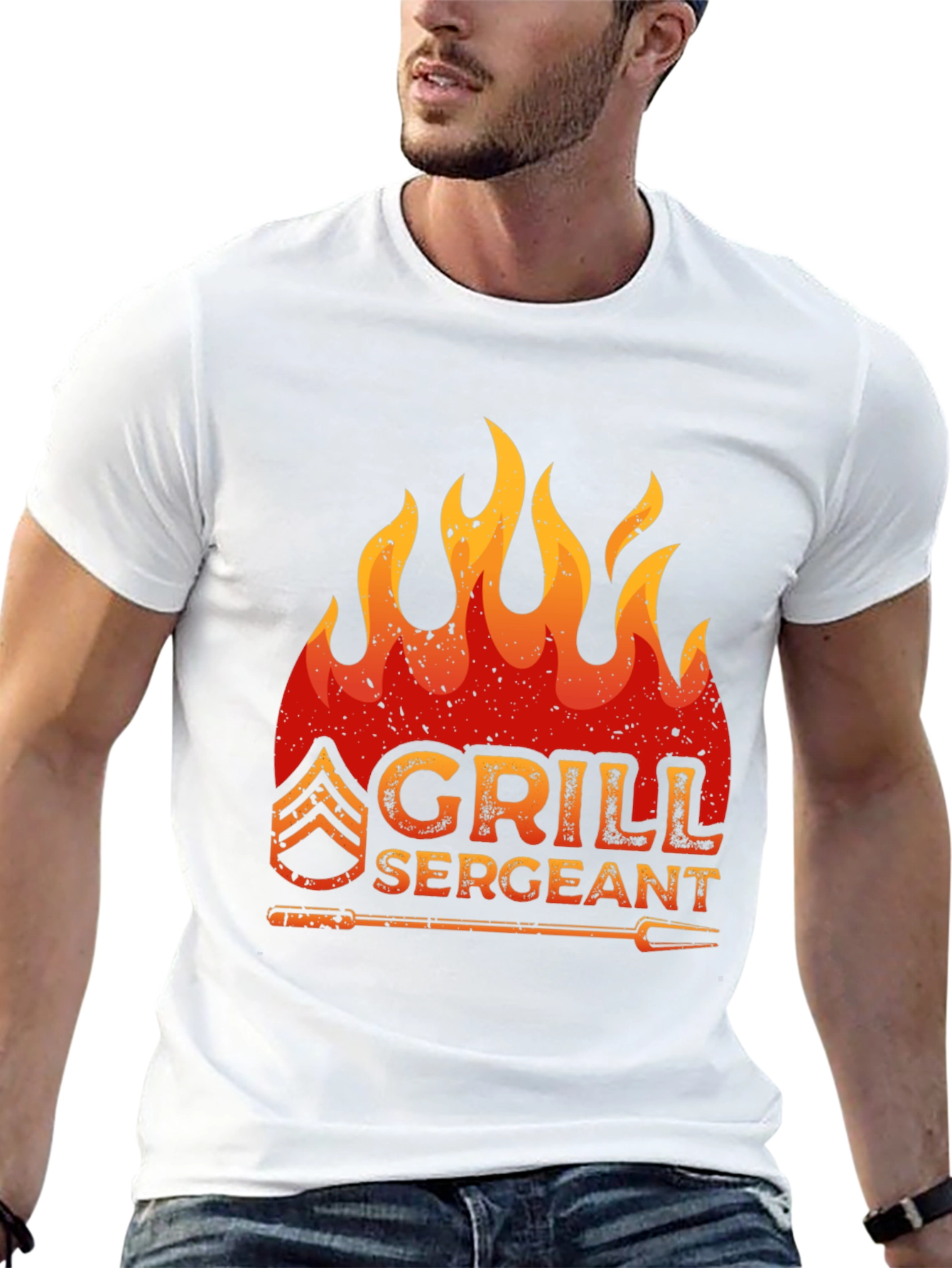 Grill Sergeant T-Shirt - BBQ Master Flame Design