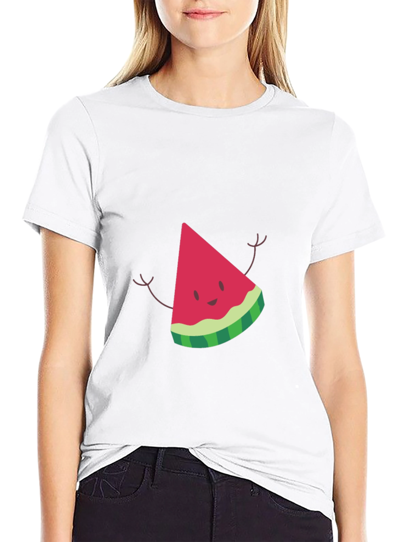 Watermelon Slice Graphic Black T-Shirt