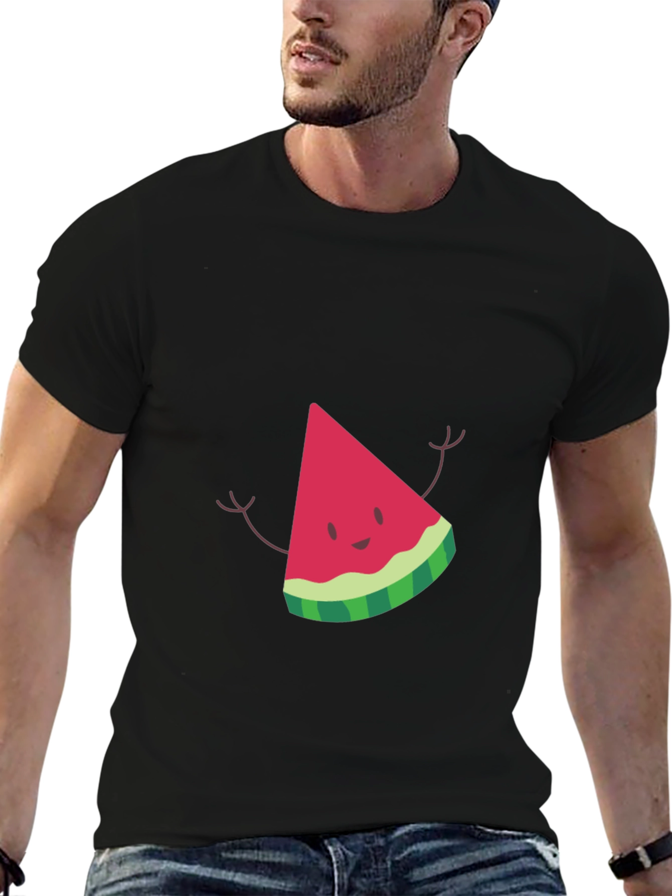Watermelon Slice Graphic Black T-Shirt
