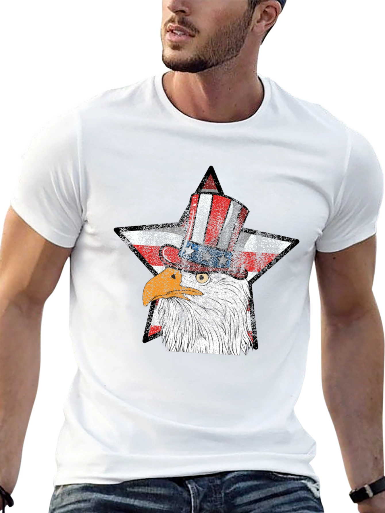 Patriotic Eagle USA Flag Star T-Shirt