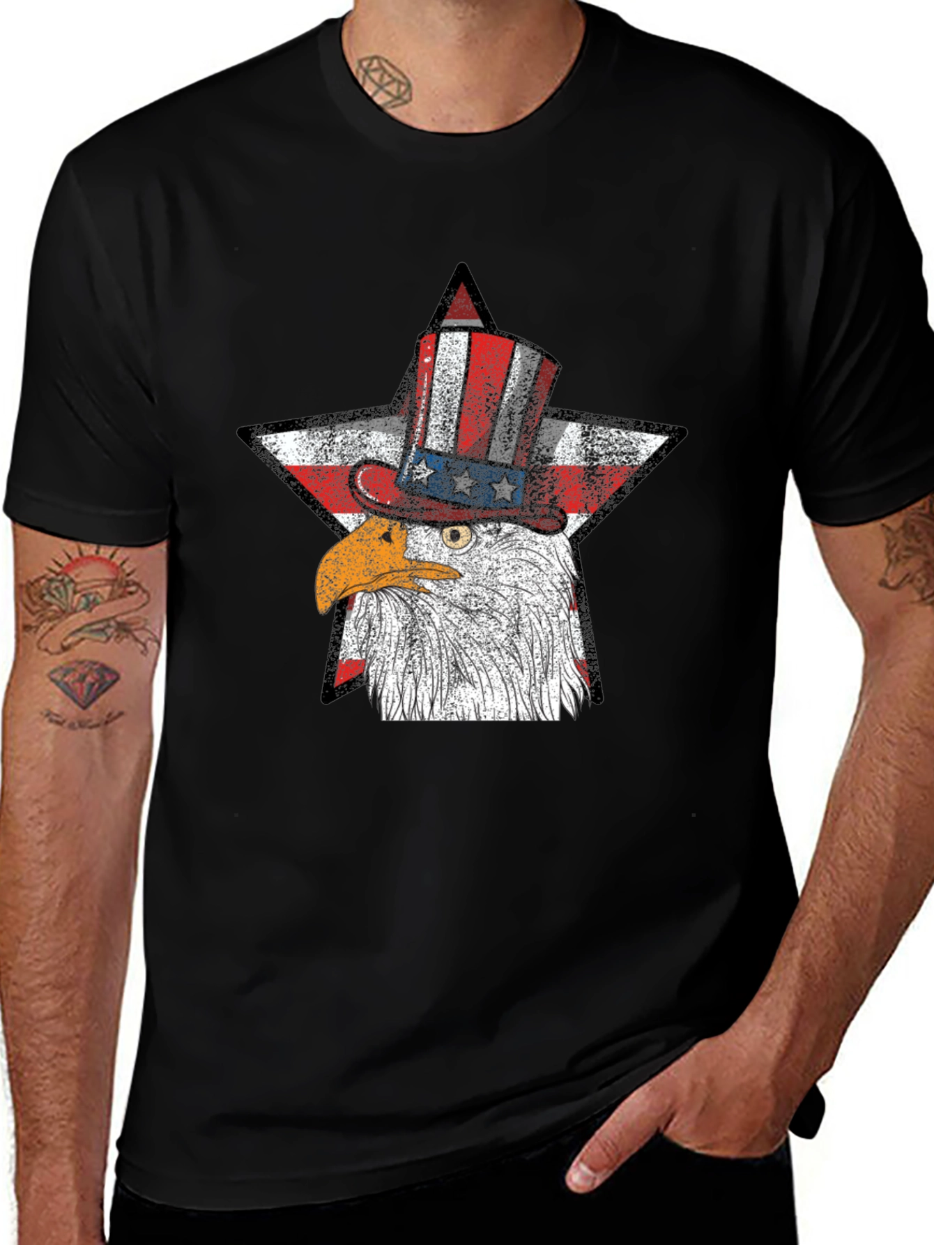 Patriotic Eagle USA Flag Star T-Shirt