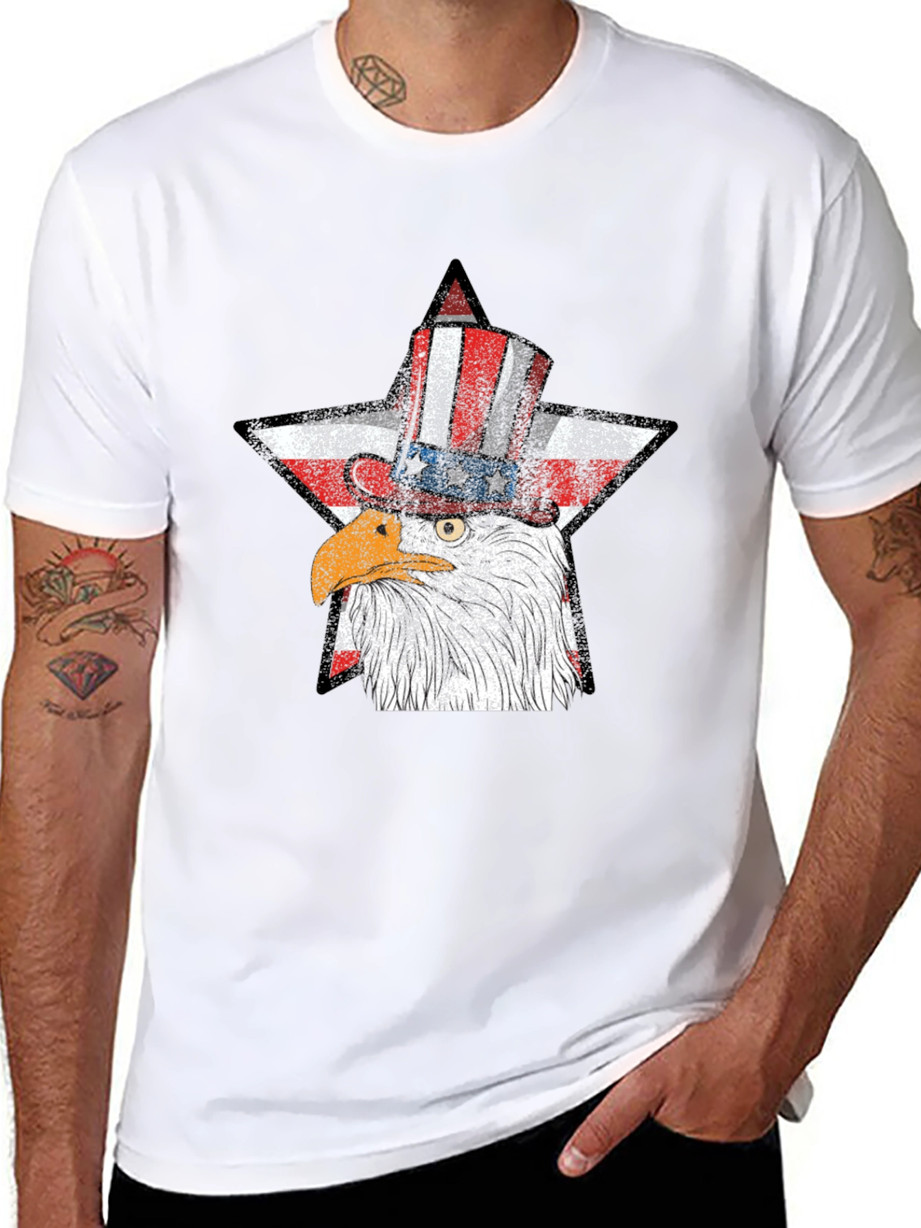 Patriotic Eagle USA Flag Star T-Shirt