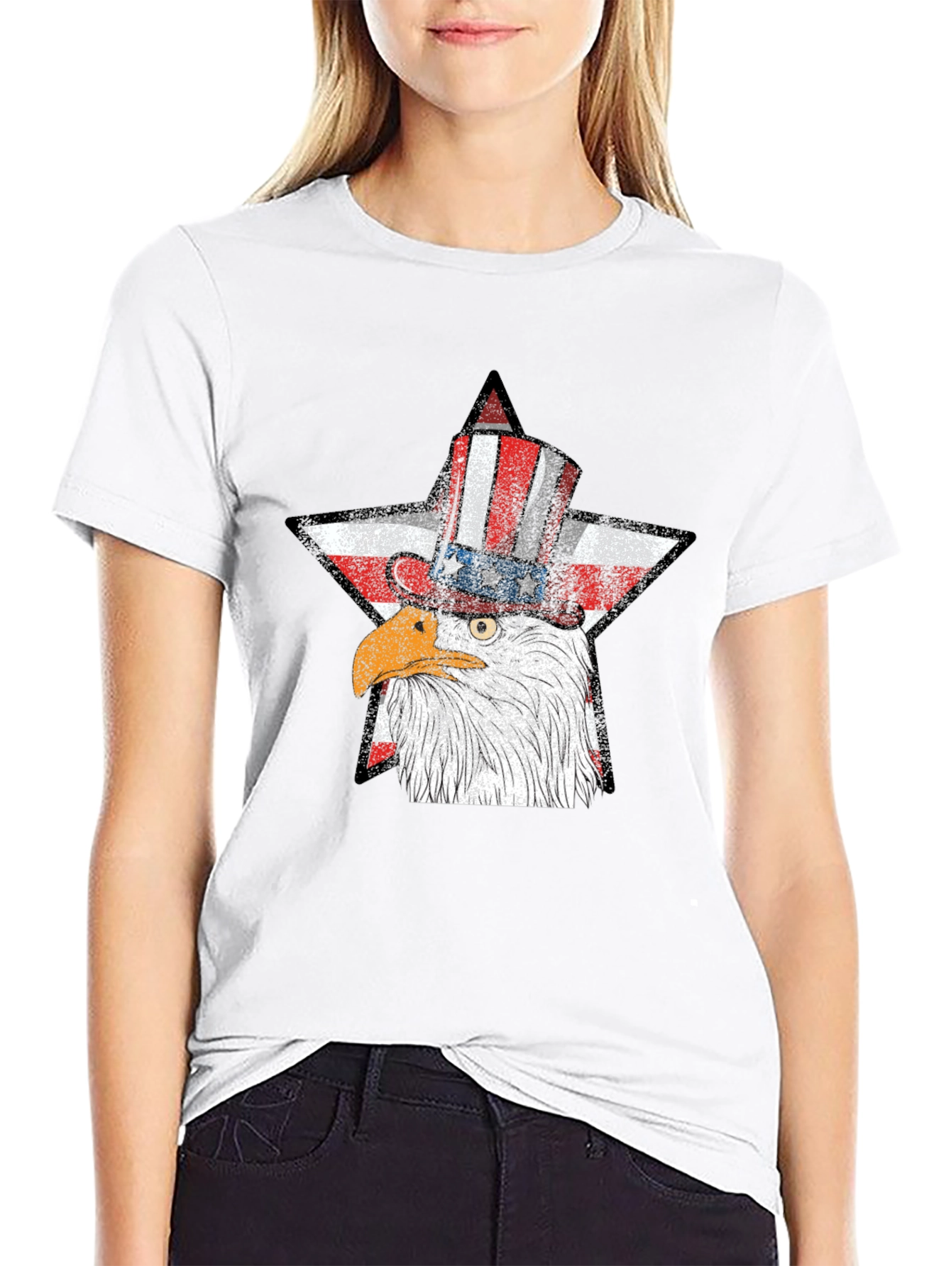 Patriotic Eagle USA Flag Star T-Shirt