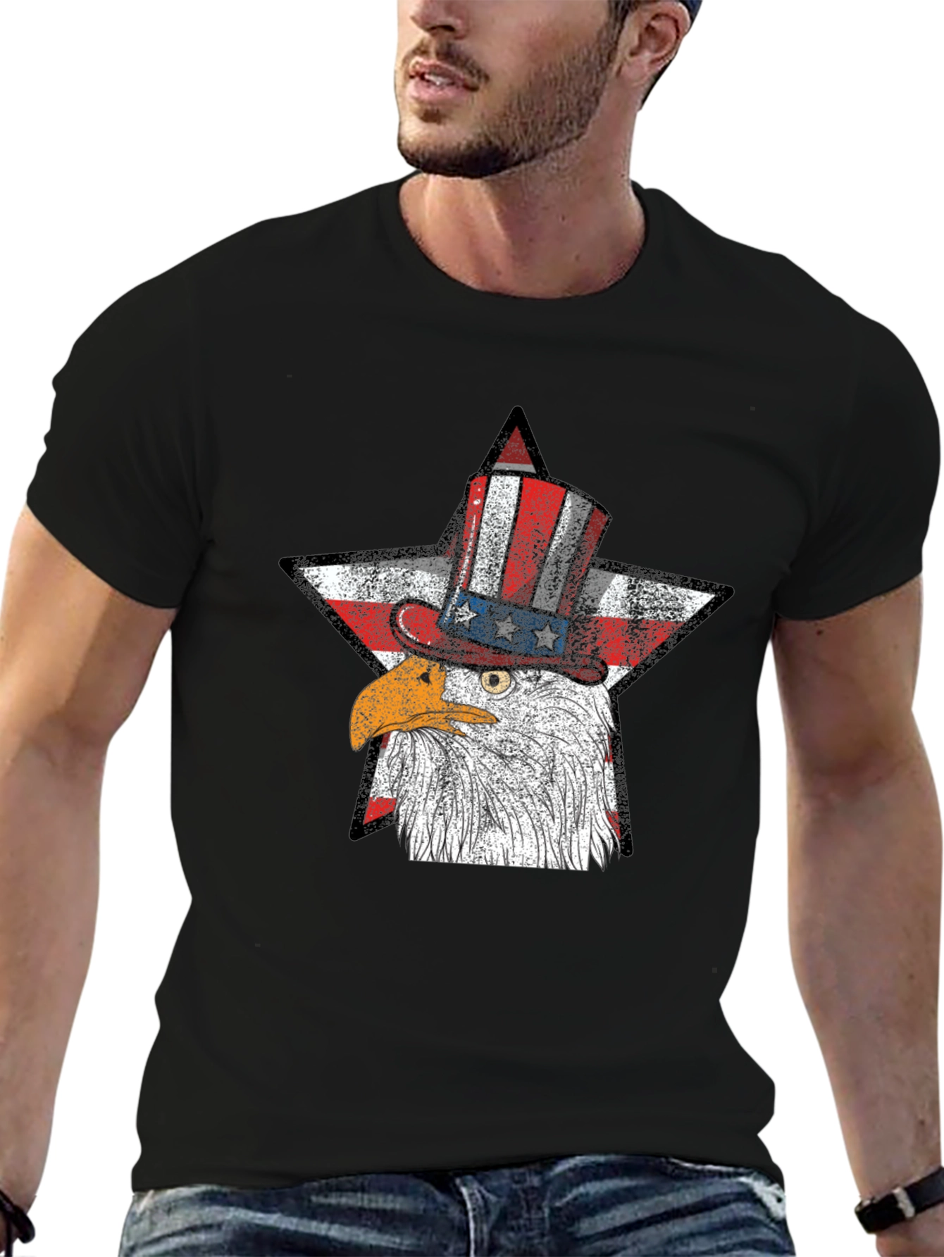 Patriotic Eagle USA Flag Star T-Shirt