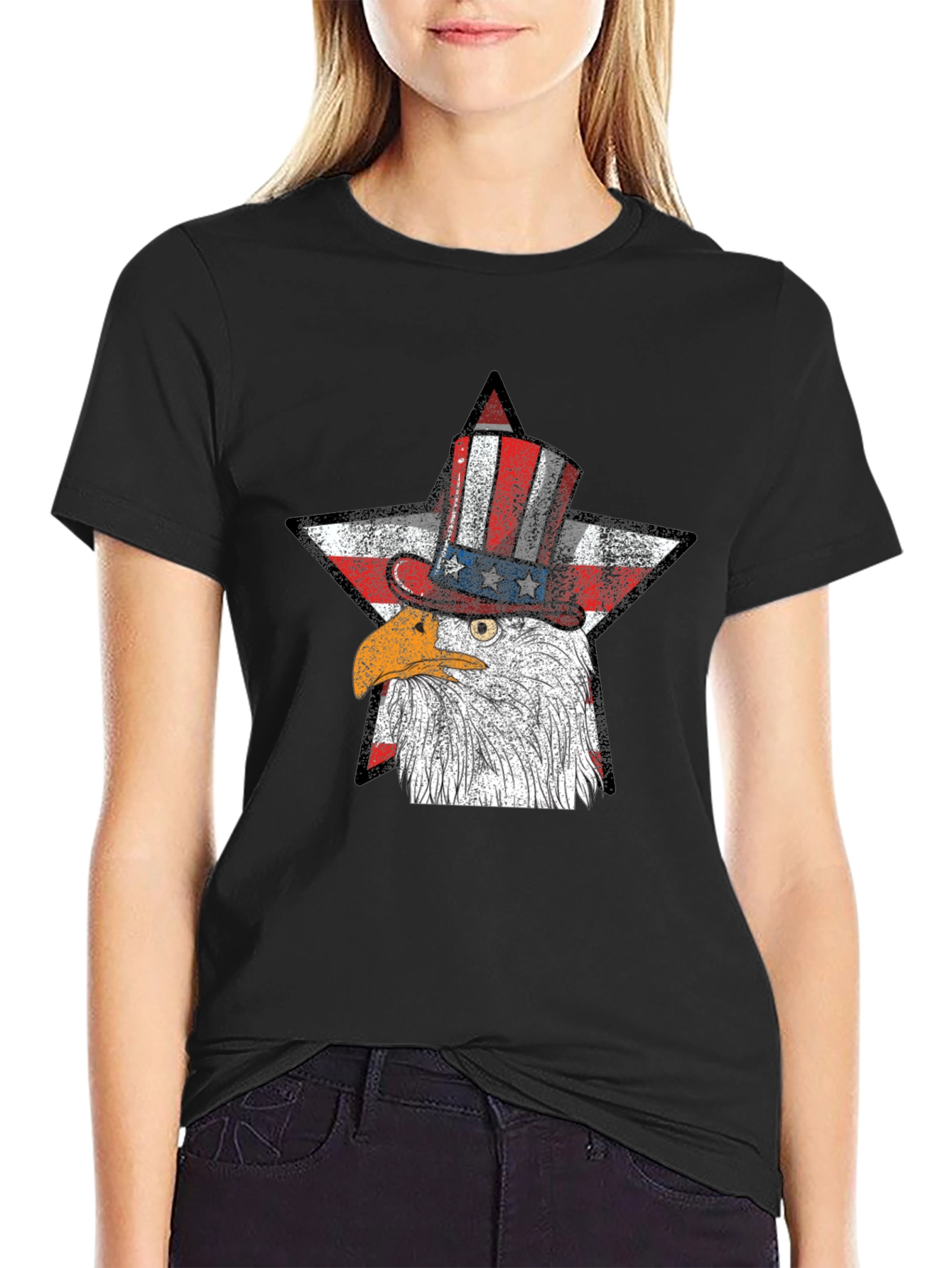 Patriotic Eagle USA Flag Star T-Shirt