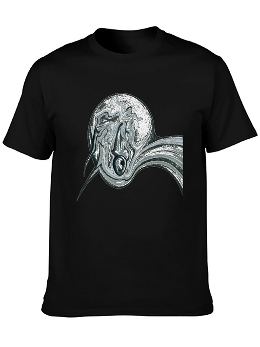 Abstract Swirl Graphic Black Tee