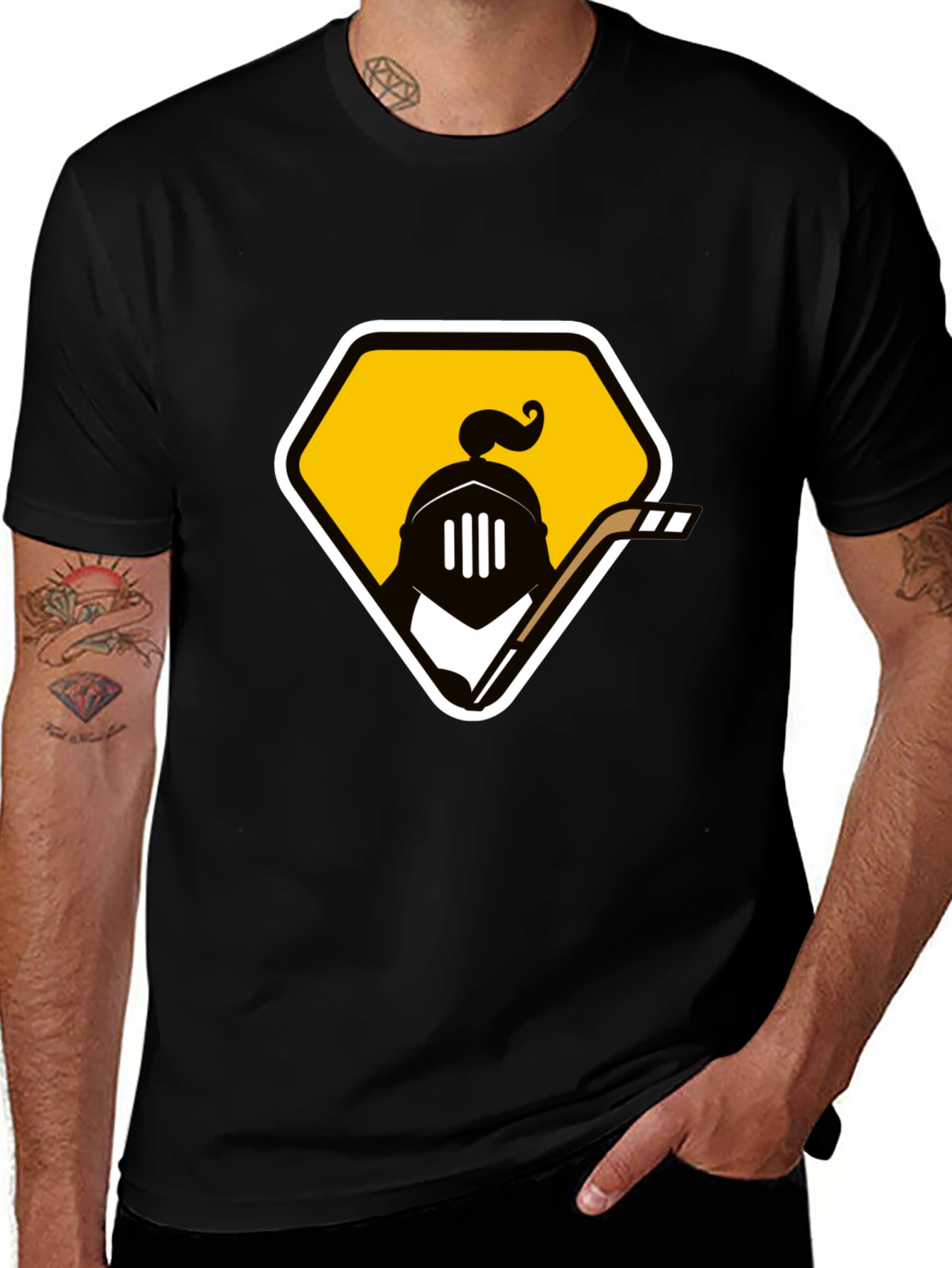 Knights Hockey Graphic Tee - Black Cotton T-Shirt