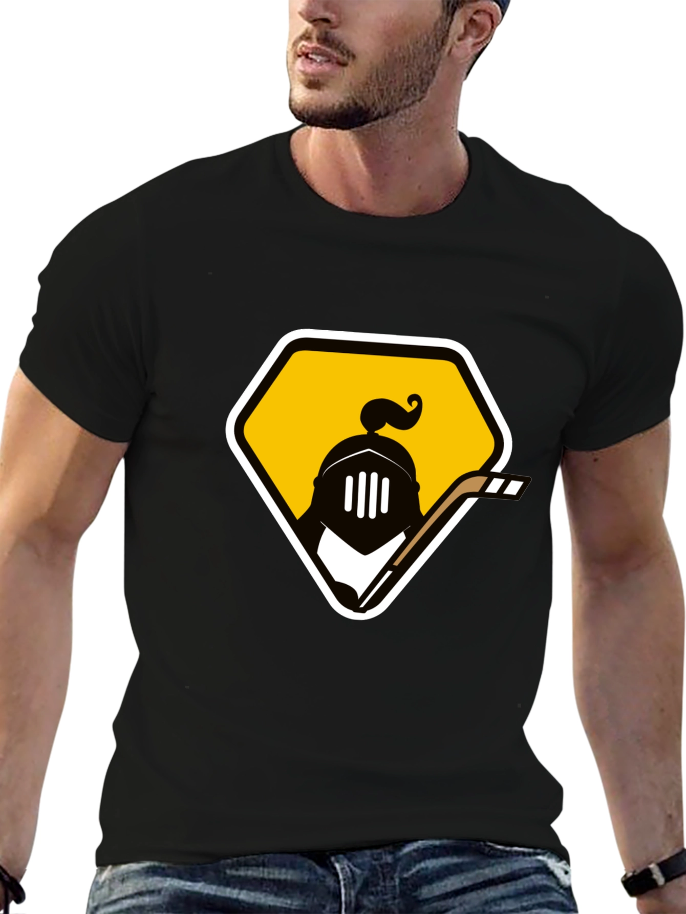 Knights Hockey Graphic Tee - Black Cotton T-Shirt