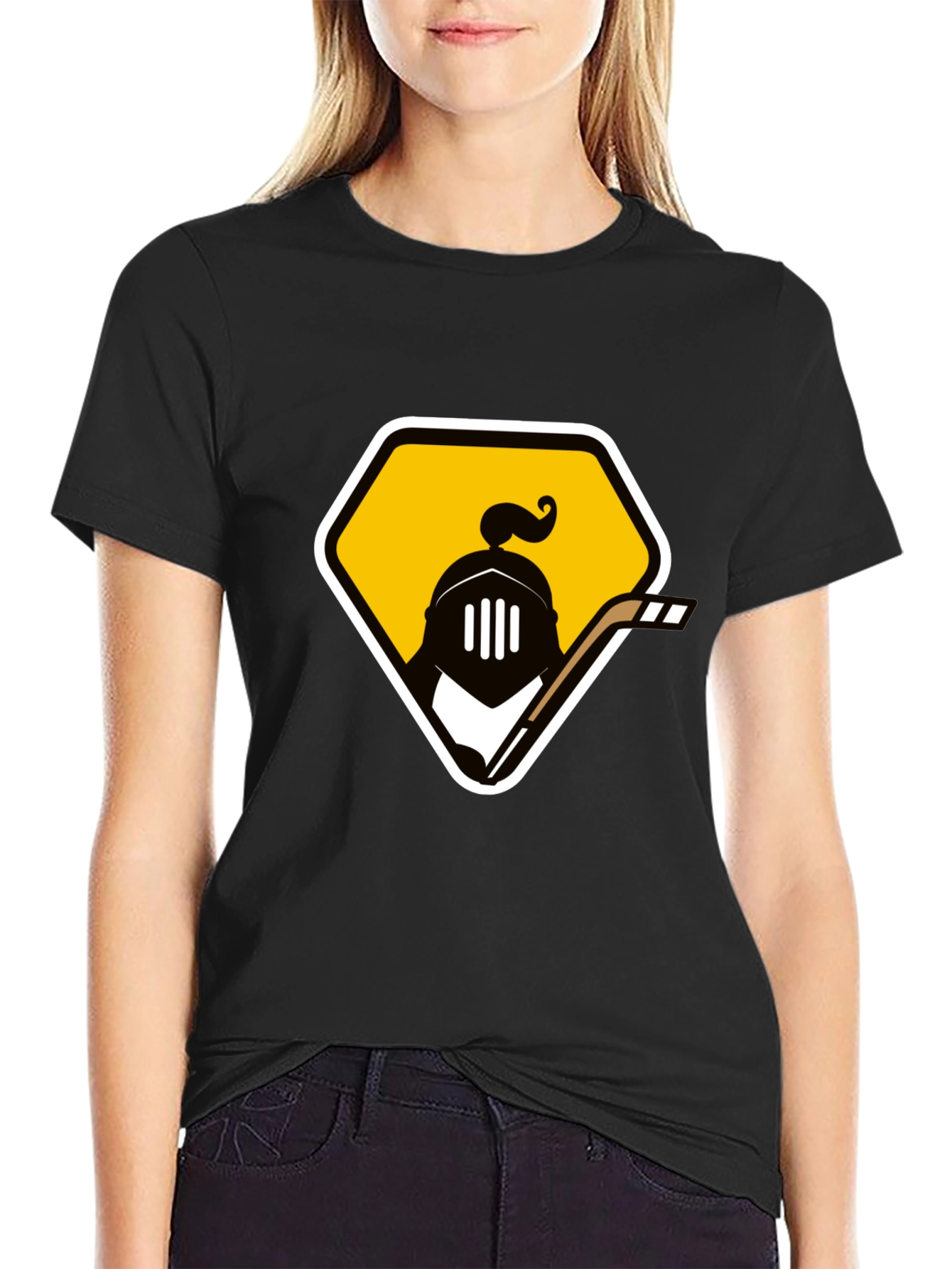 Knights Hockey Graphic Tee - Black Cotton T-Shirt