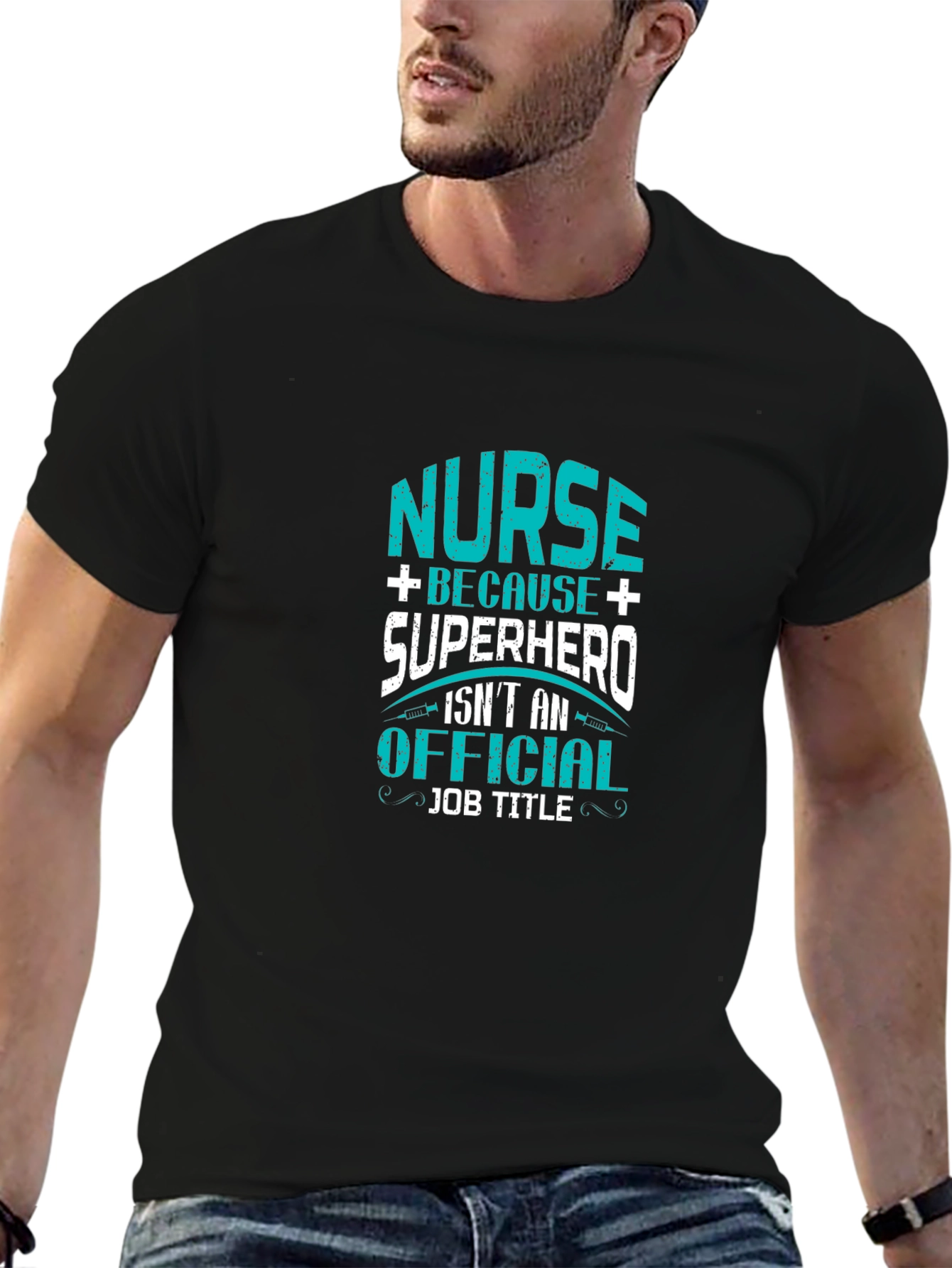 Nurse Superhero Graphic T-Shirt - Black Cotton Tee