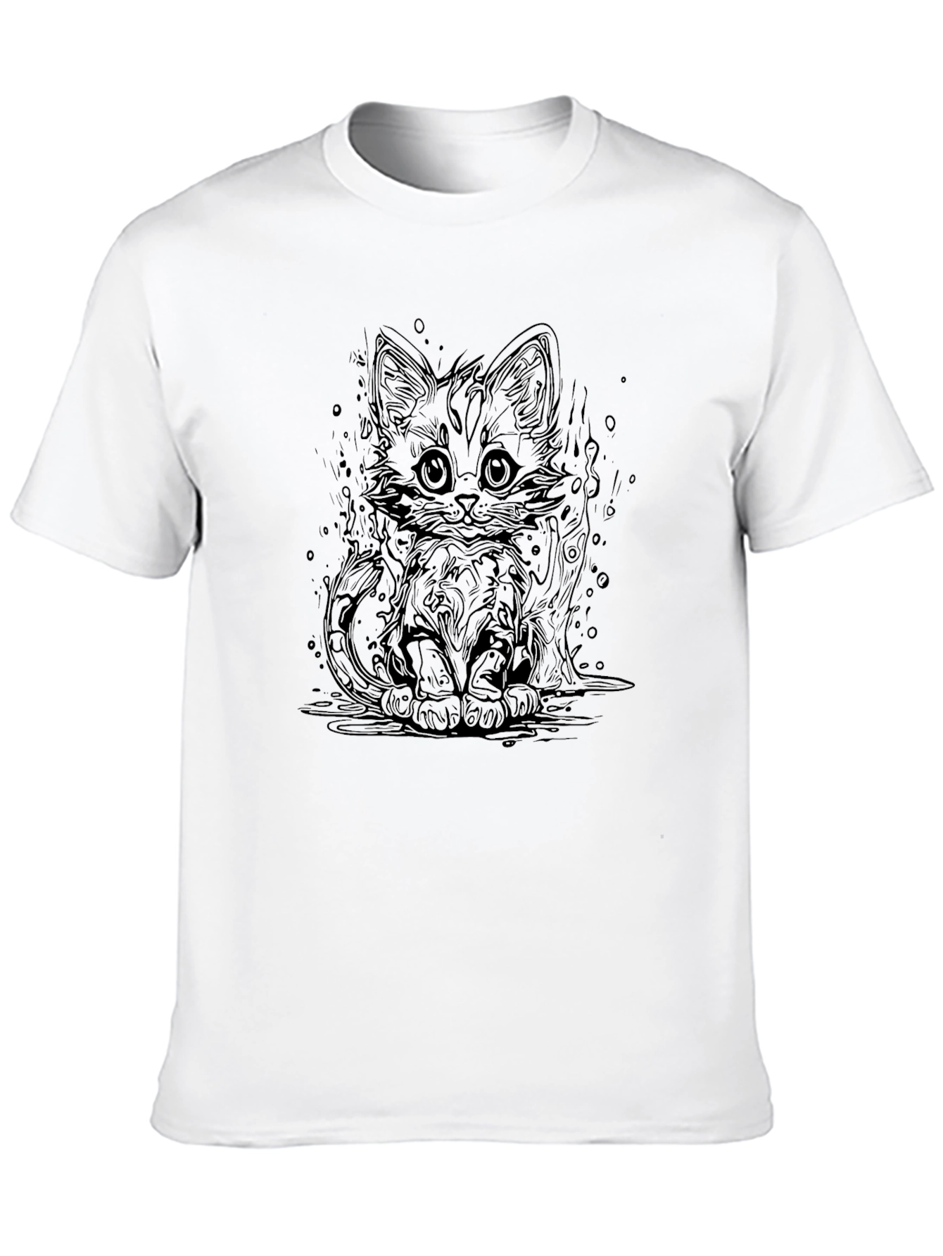 Cute Kitten Graphic Black T-Shirt
