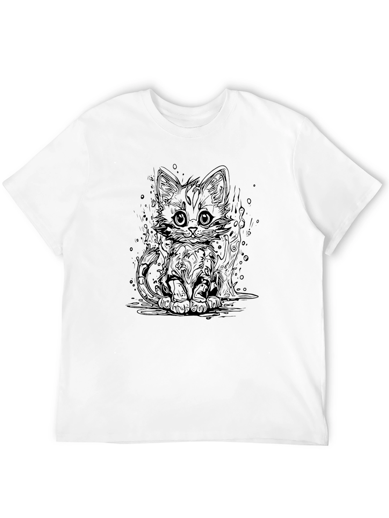 Cute Kitten Graphic Black T-Shirt