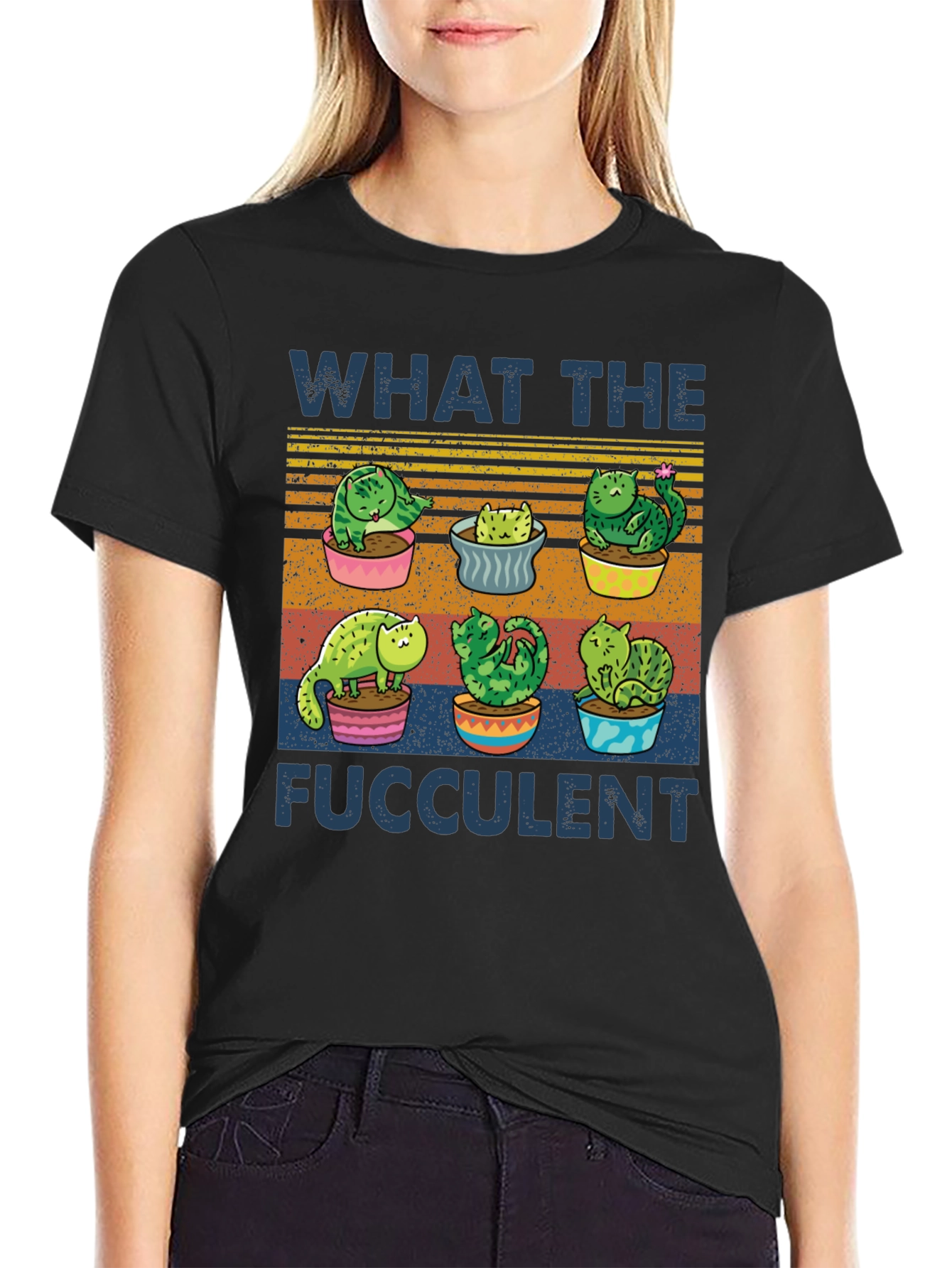 What The Fucculent T-Shirt Cat Succulent Puns