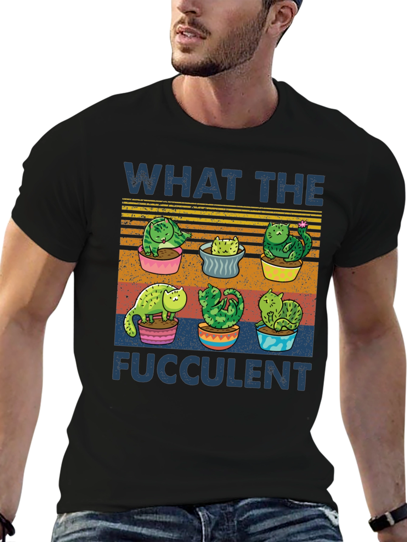 What The Fucculent T-Shirt Cat Succulent Puns