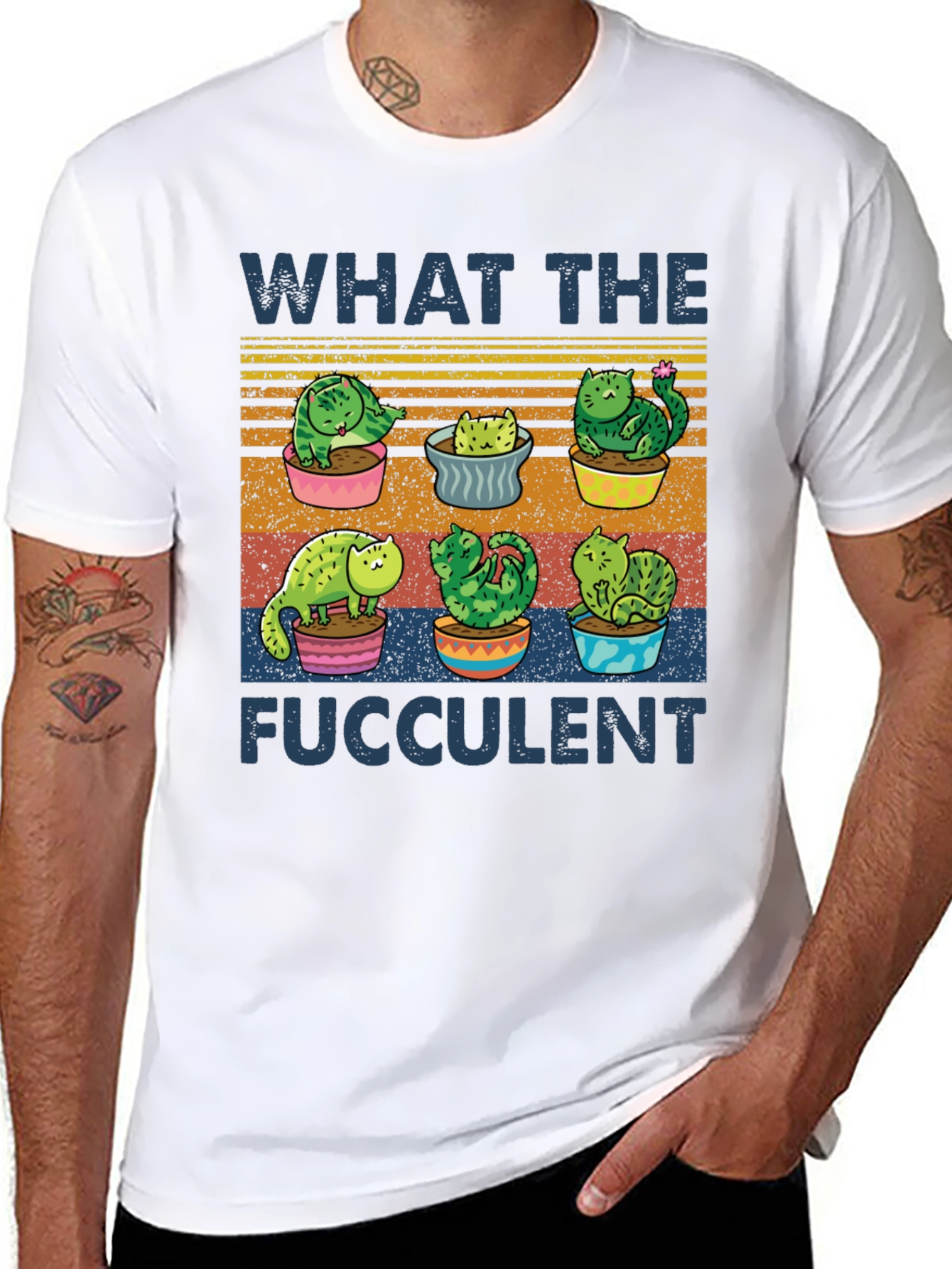 What The Fucculent T-Shirt Cat Succulent Puns