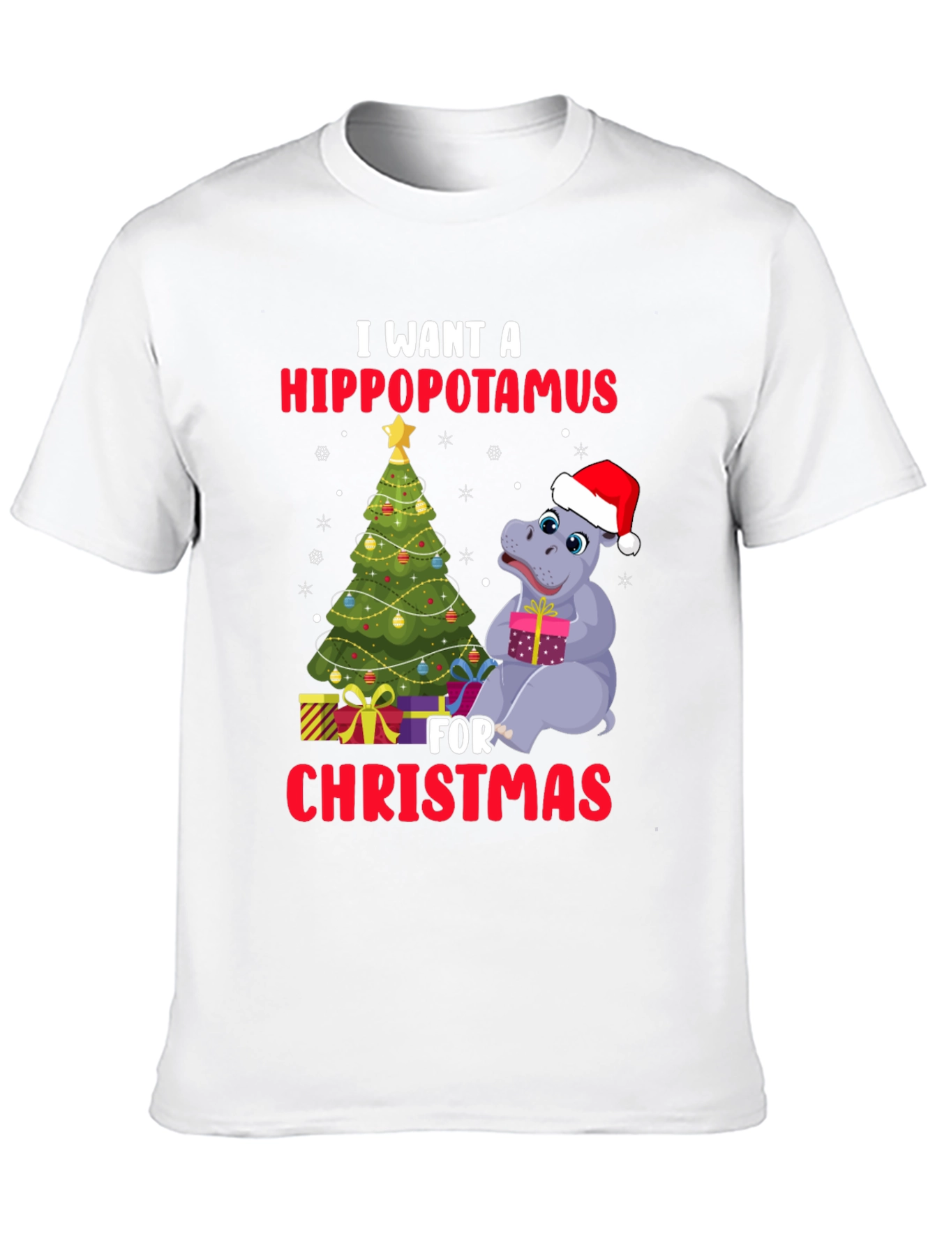 Hippopotamus Christmas T-Shirt