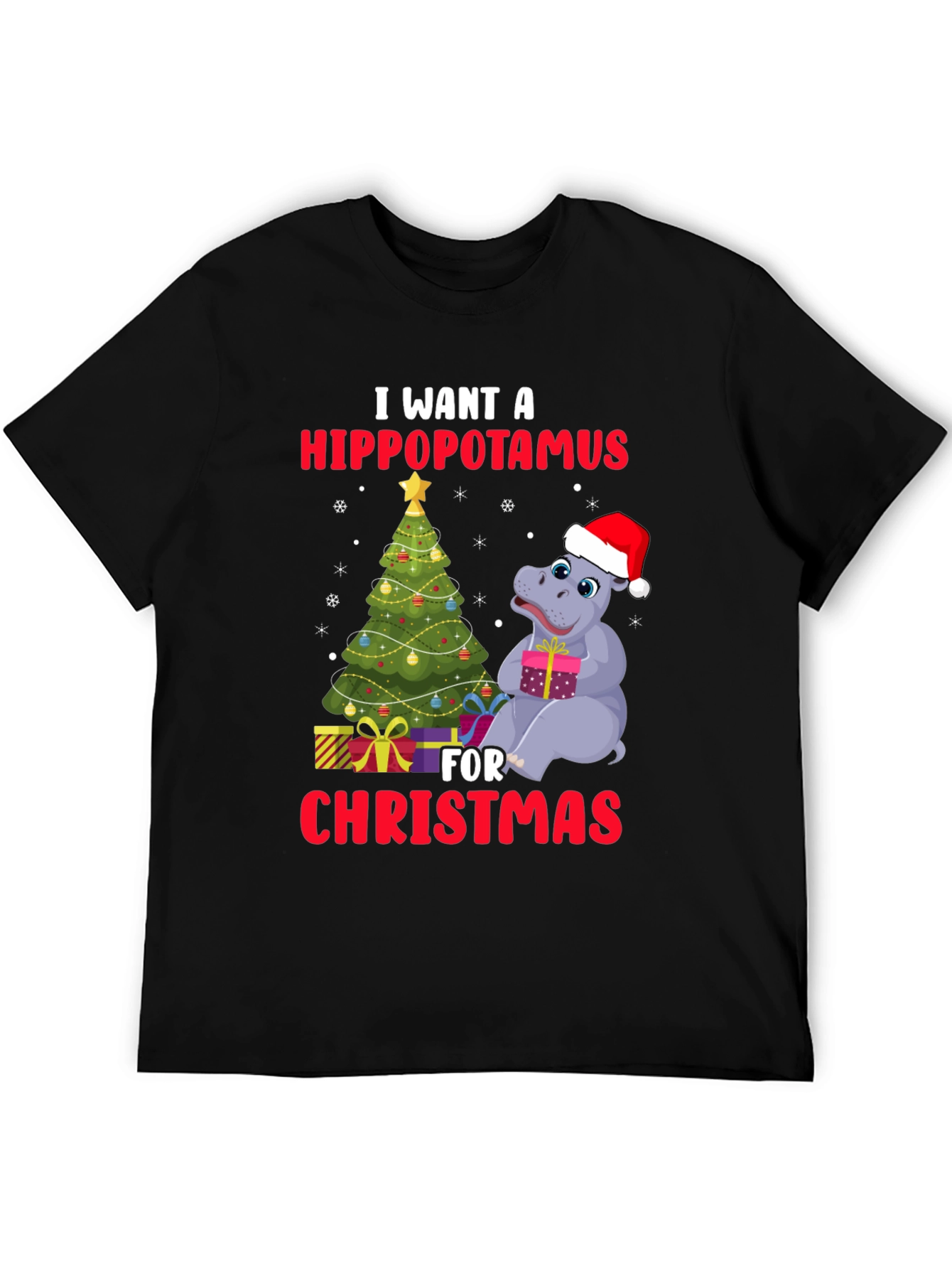 Hippopotamus Christmas T-Shirt