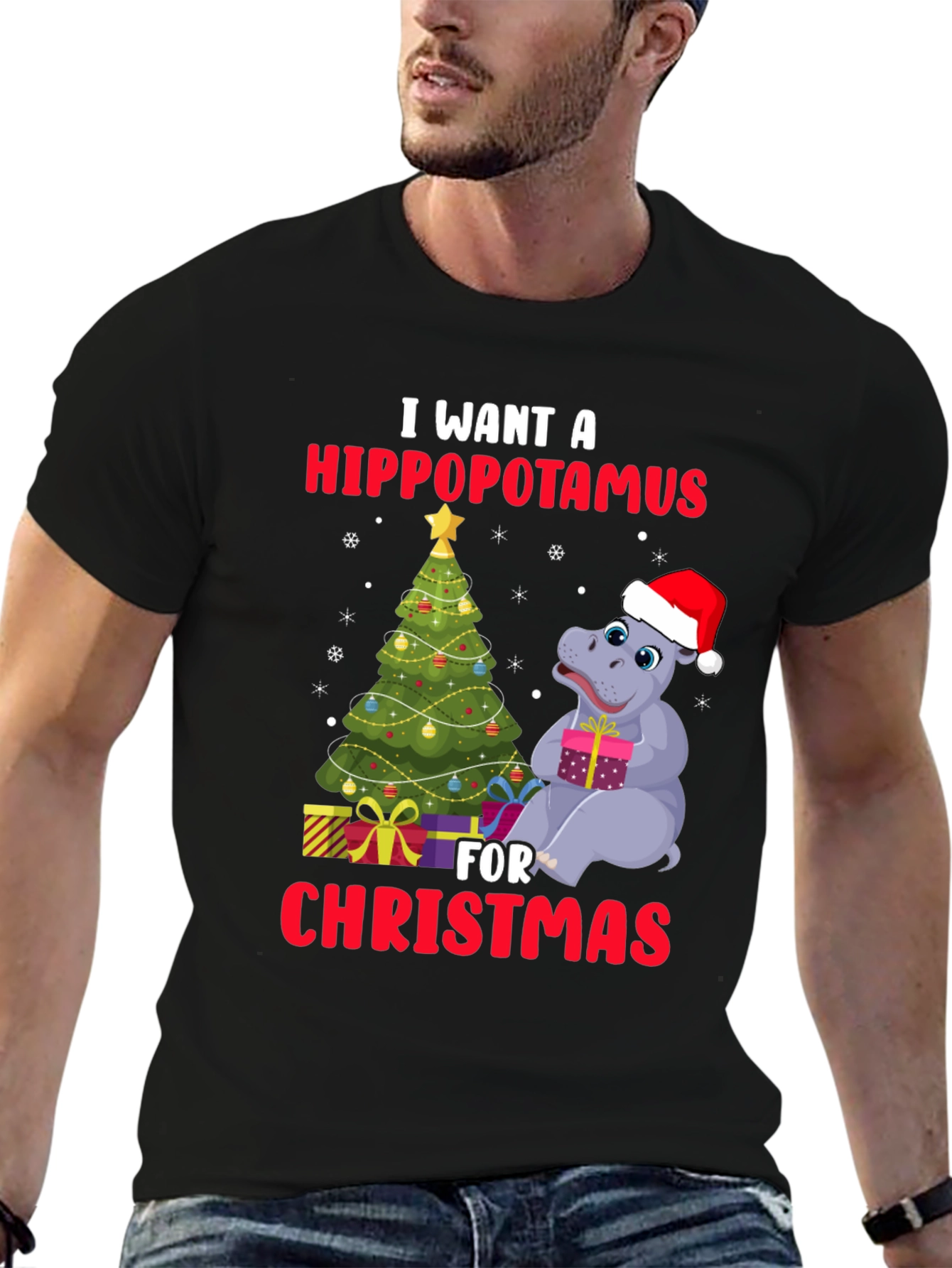 Hippopotamus Christmas T-Shirt