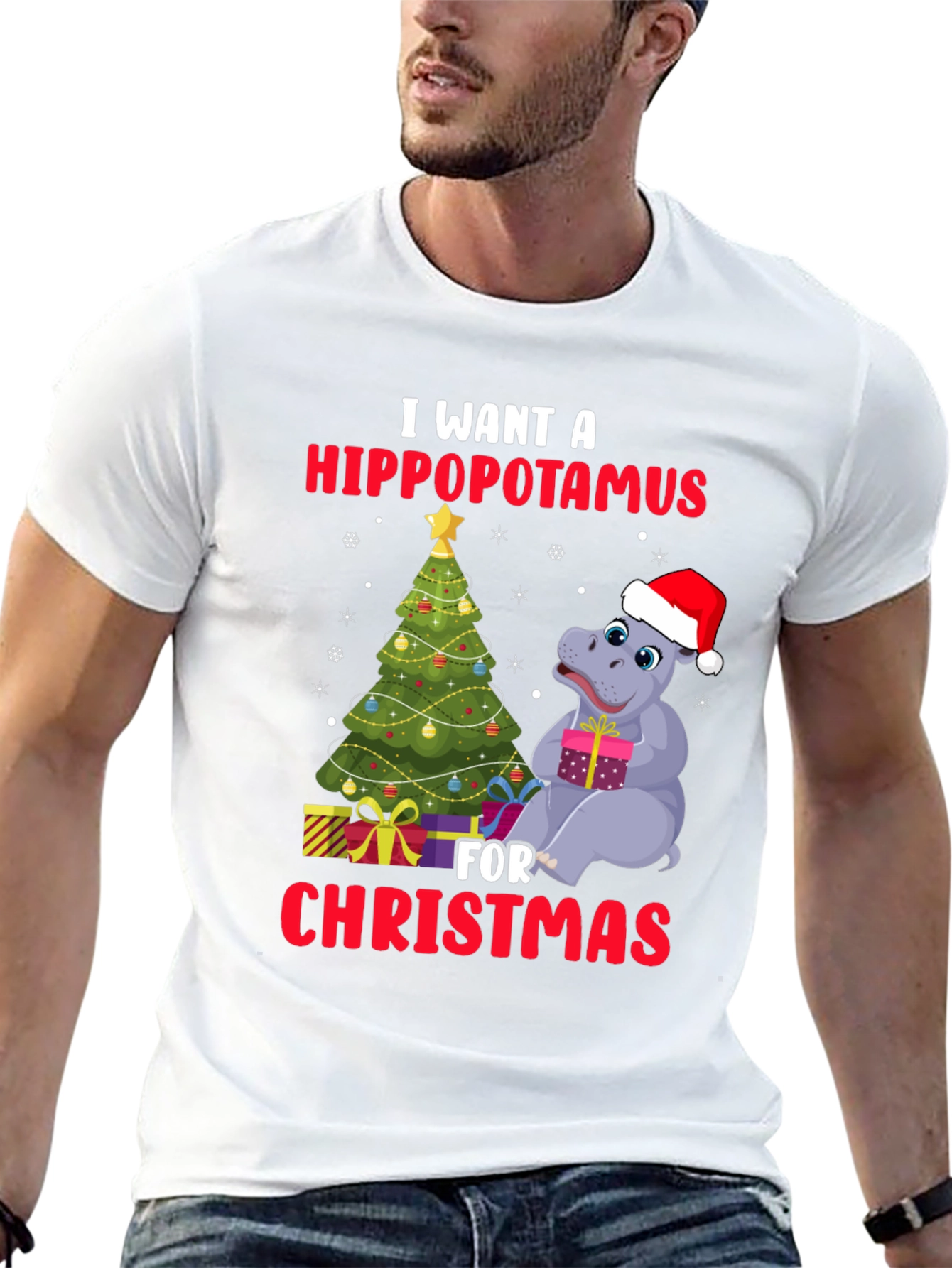 Hippopotamus Christmas T-Shirt