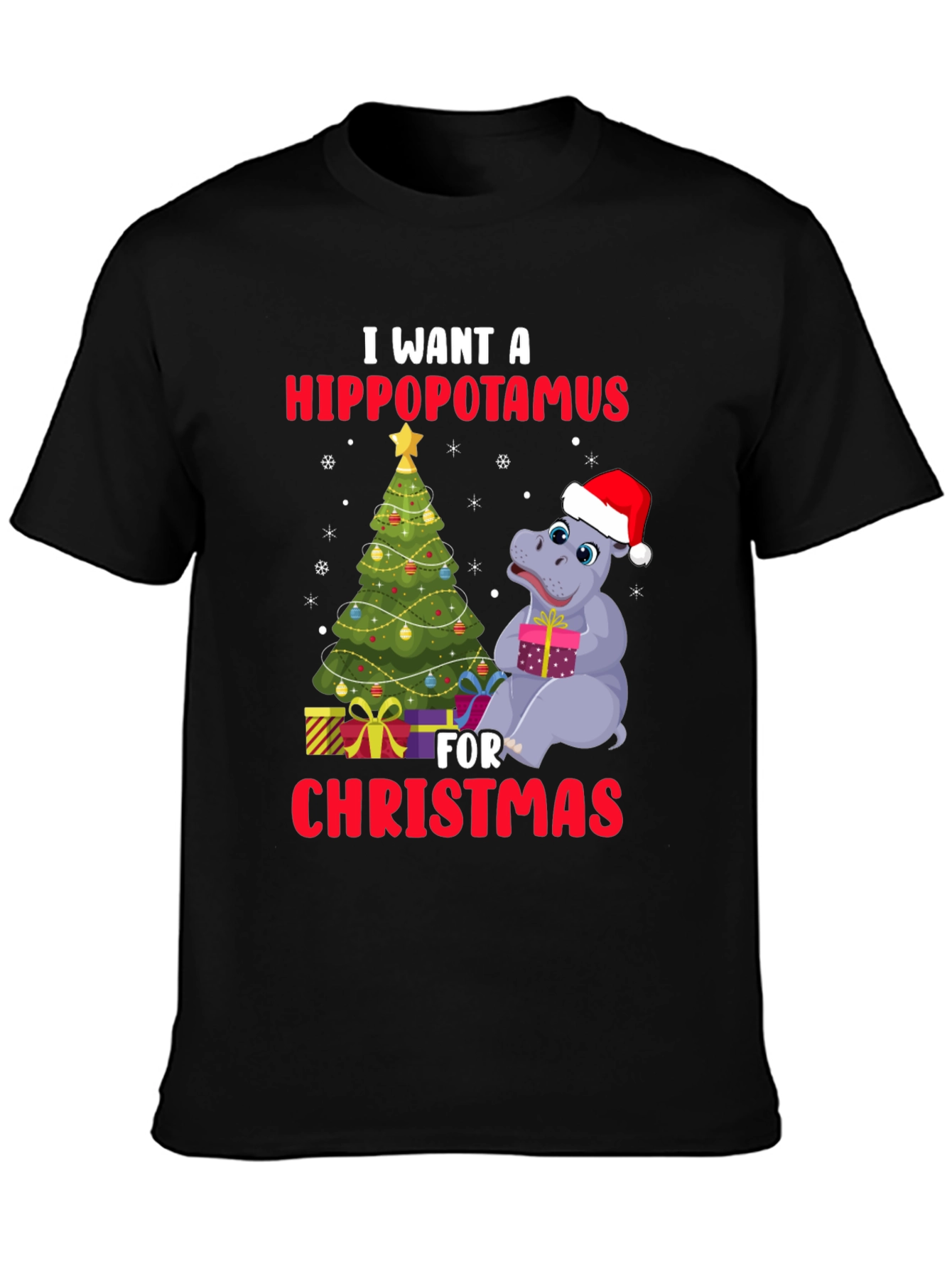 Hippopotamus Christmas T-Shirt