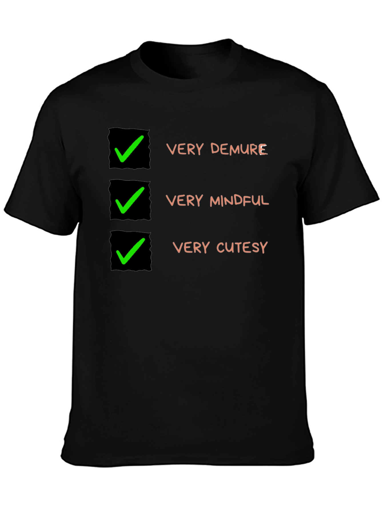 Very Demure Mindful Cutesy Black T-Shirt