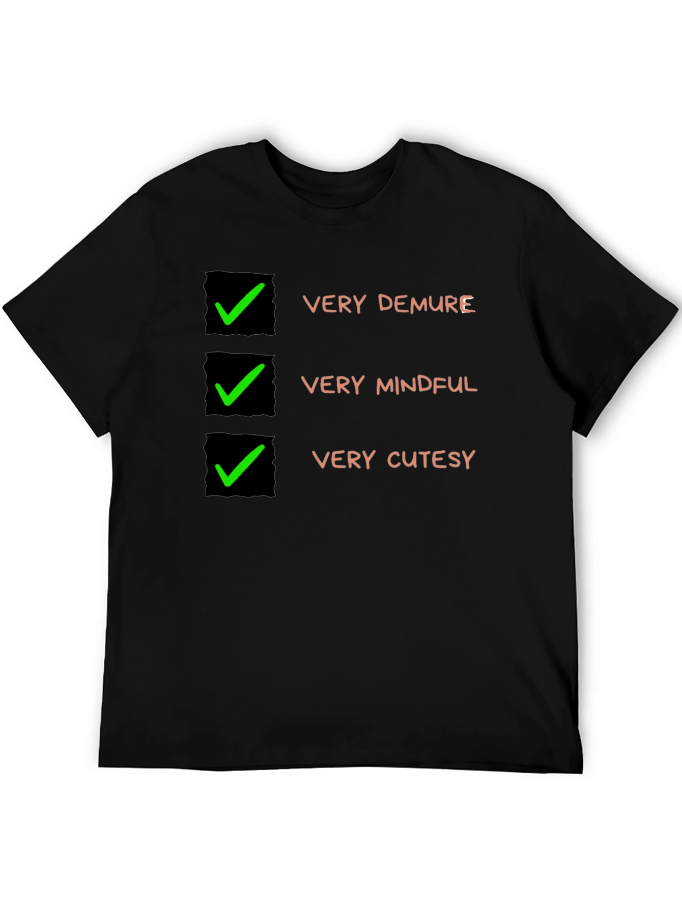 Very Demure Mindful Cutesy Black T-Shirt