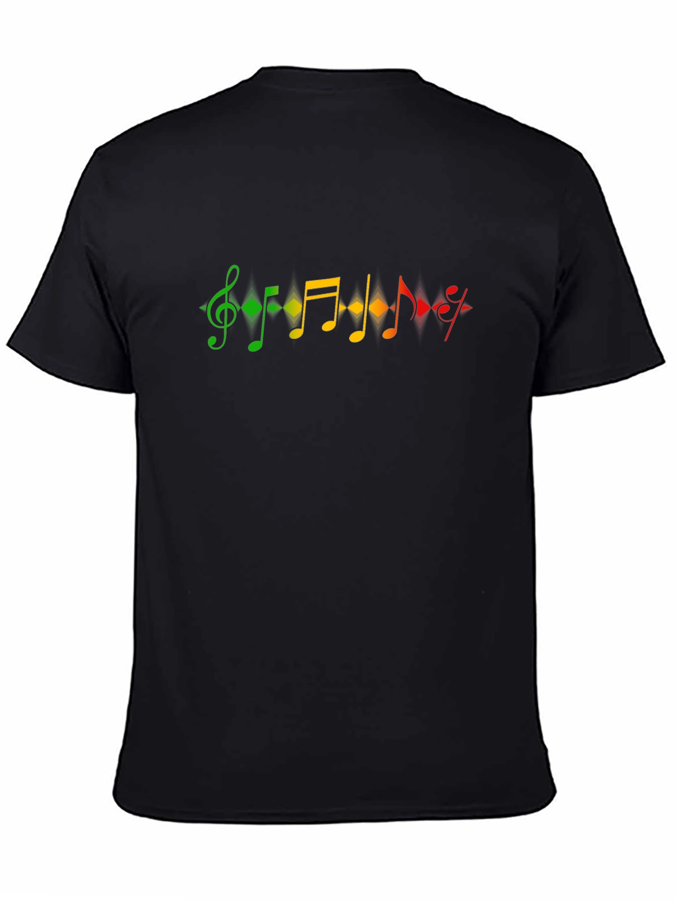 Musical Note Graphic T-Shirt - Black Crew Neck Tee