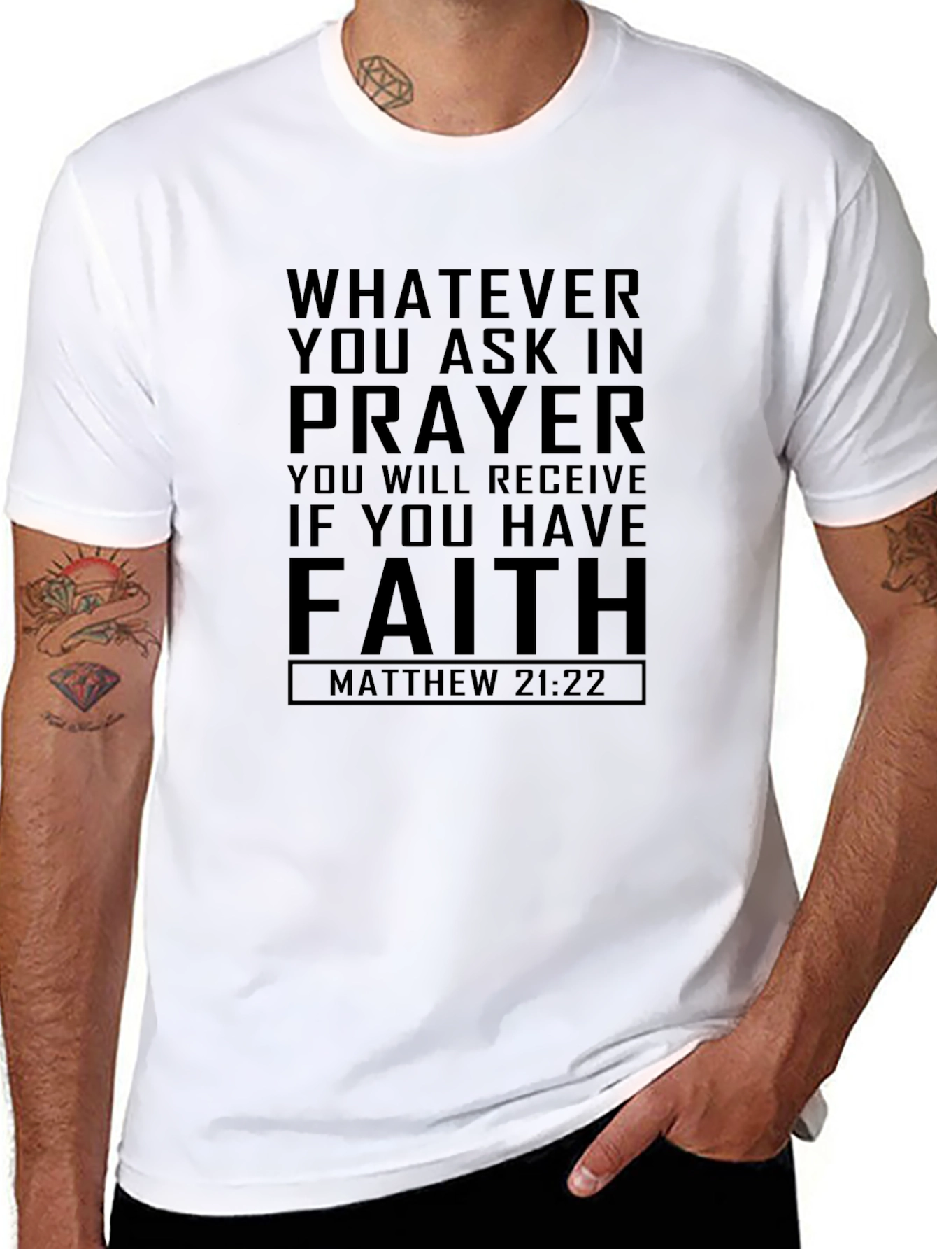 Faith Prayer Verse Black T-Shirt