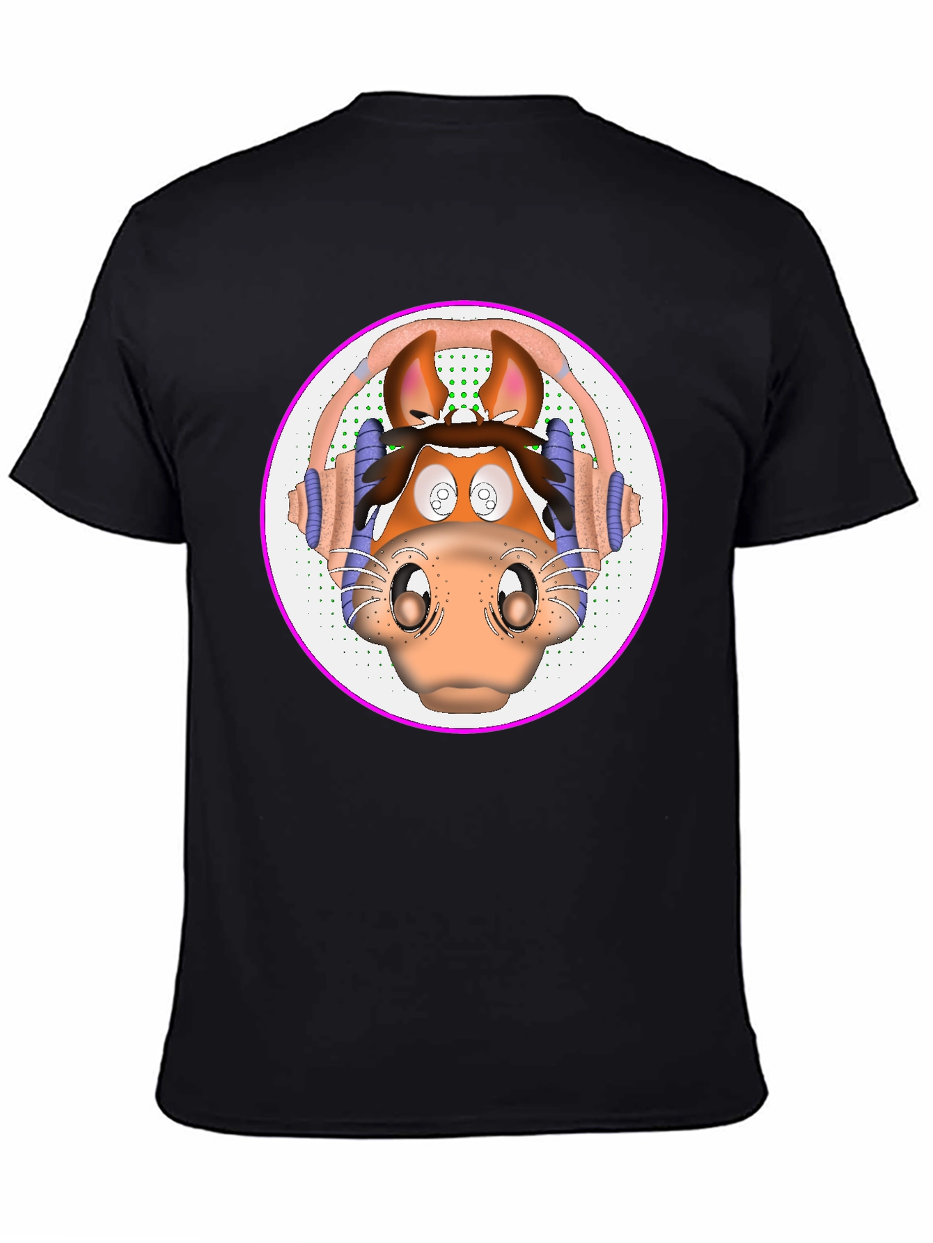 Cartoon Horse Headphone Graphic T-Shirt