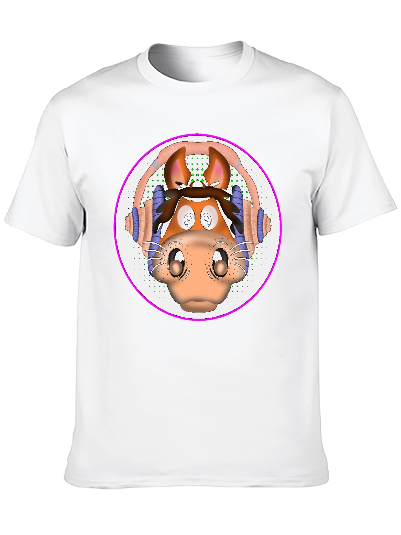 Cartoon Horse Headphone Graphic T-Shirt