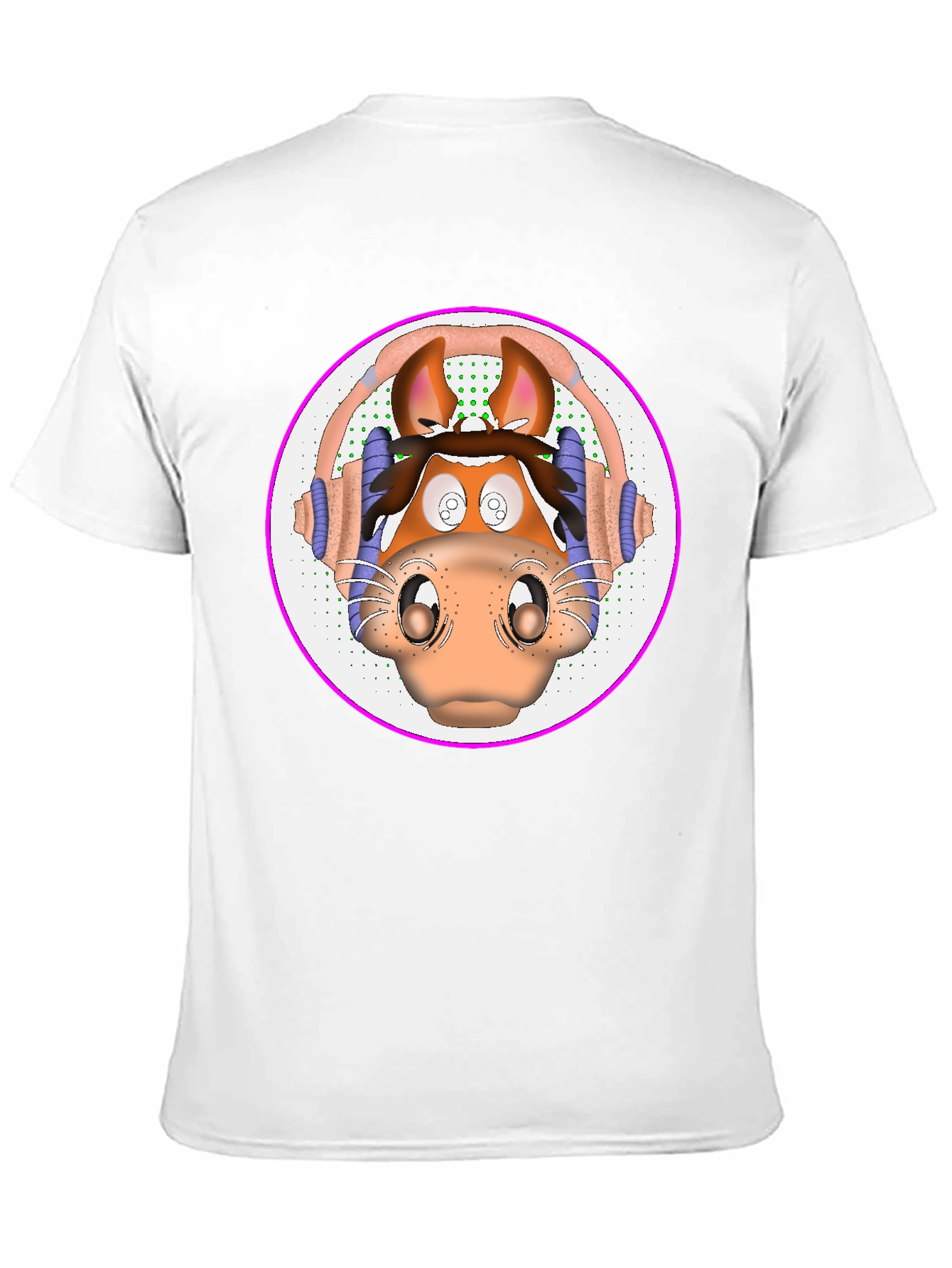 Cartoon Horse Headphone Graphic T-Shirt