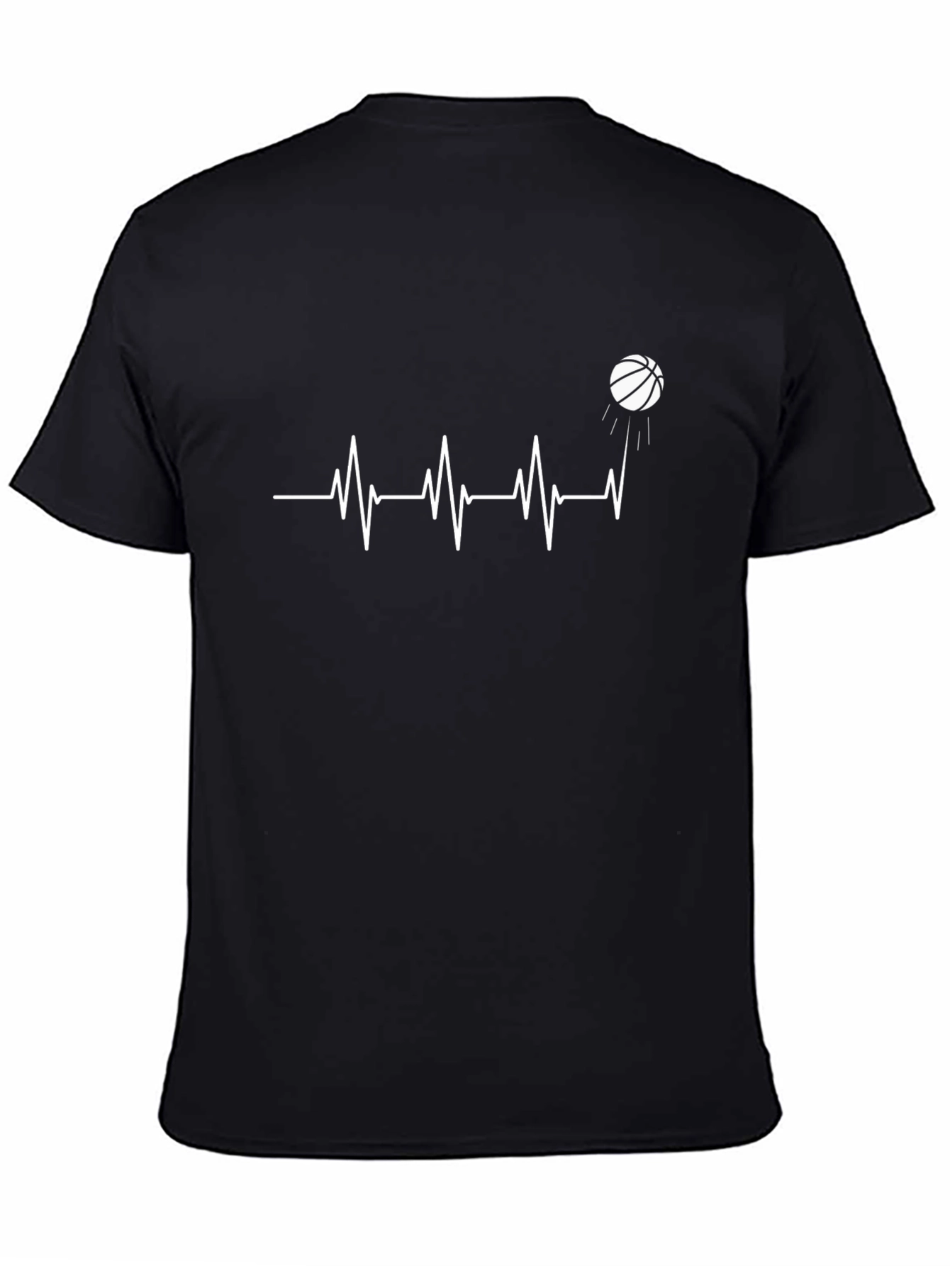 Basketball Heartbeat Graphic T-Shirt - Black