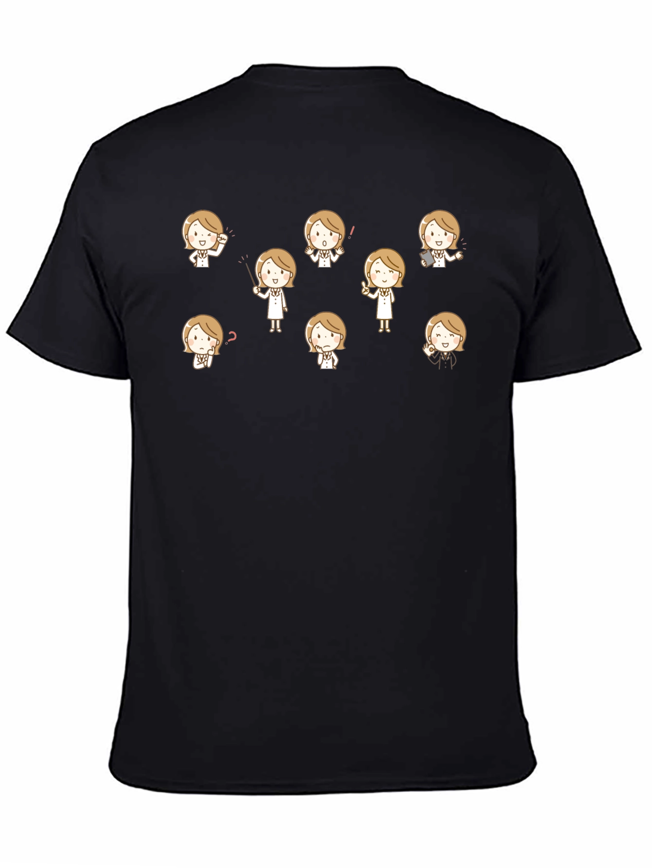 Cartoon Teacher Black T-Shirt