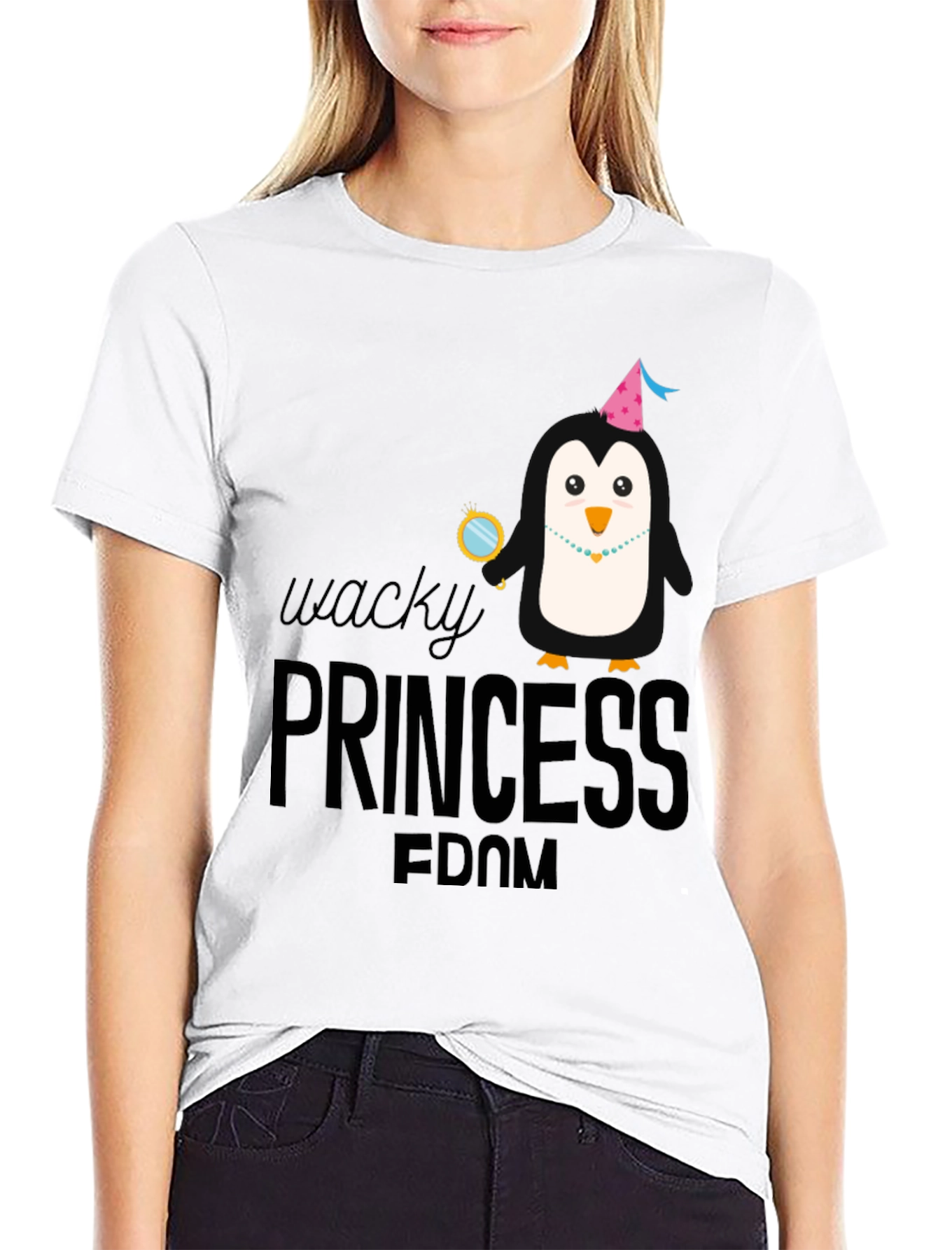 Wacky Princess Penguin T-Shirt - Funny Animal Graphic Tee