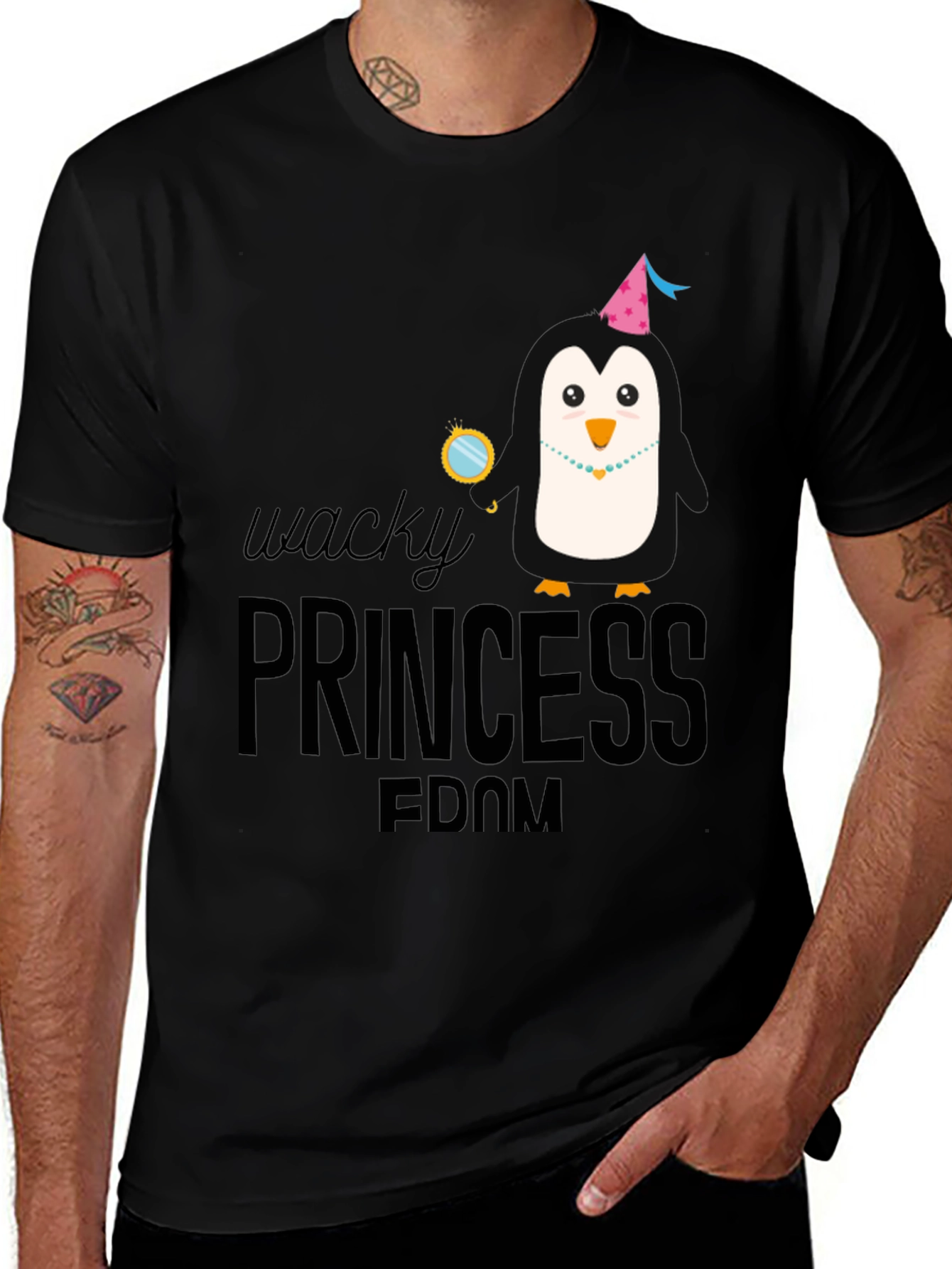 Wacky Princess Penguin T-Shirt - Funny Animal Graphic Tee