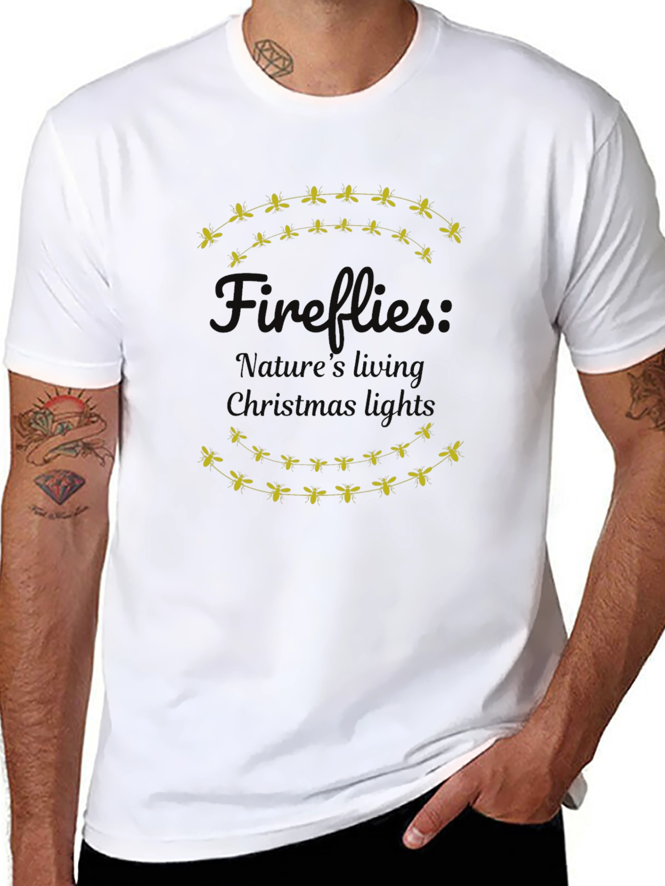 Fireflies Natures Living Christmas Lights Graphic Tee